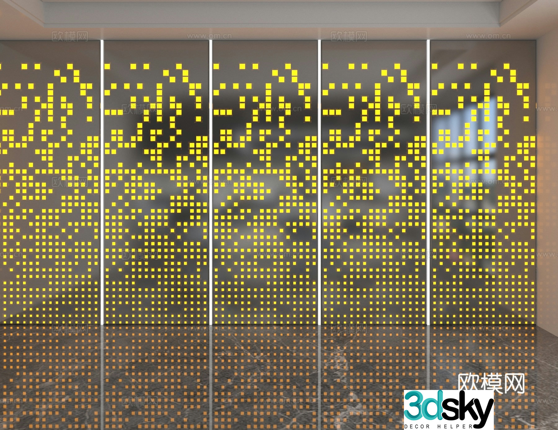 Modern punched board luminous board perforated board wainscoting 3d model
