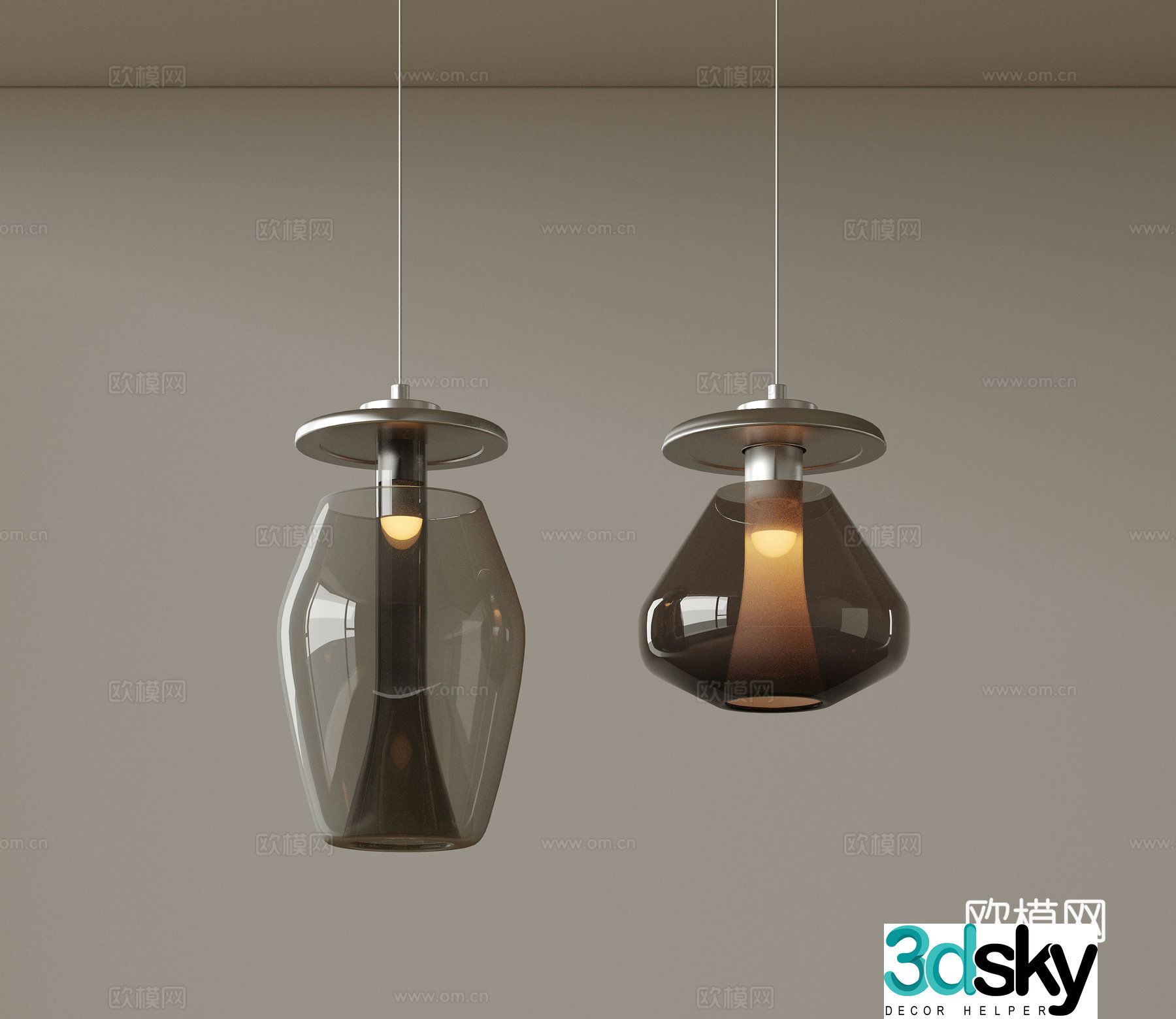 Medieval style glass chandelier 3d model