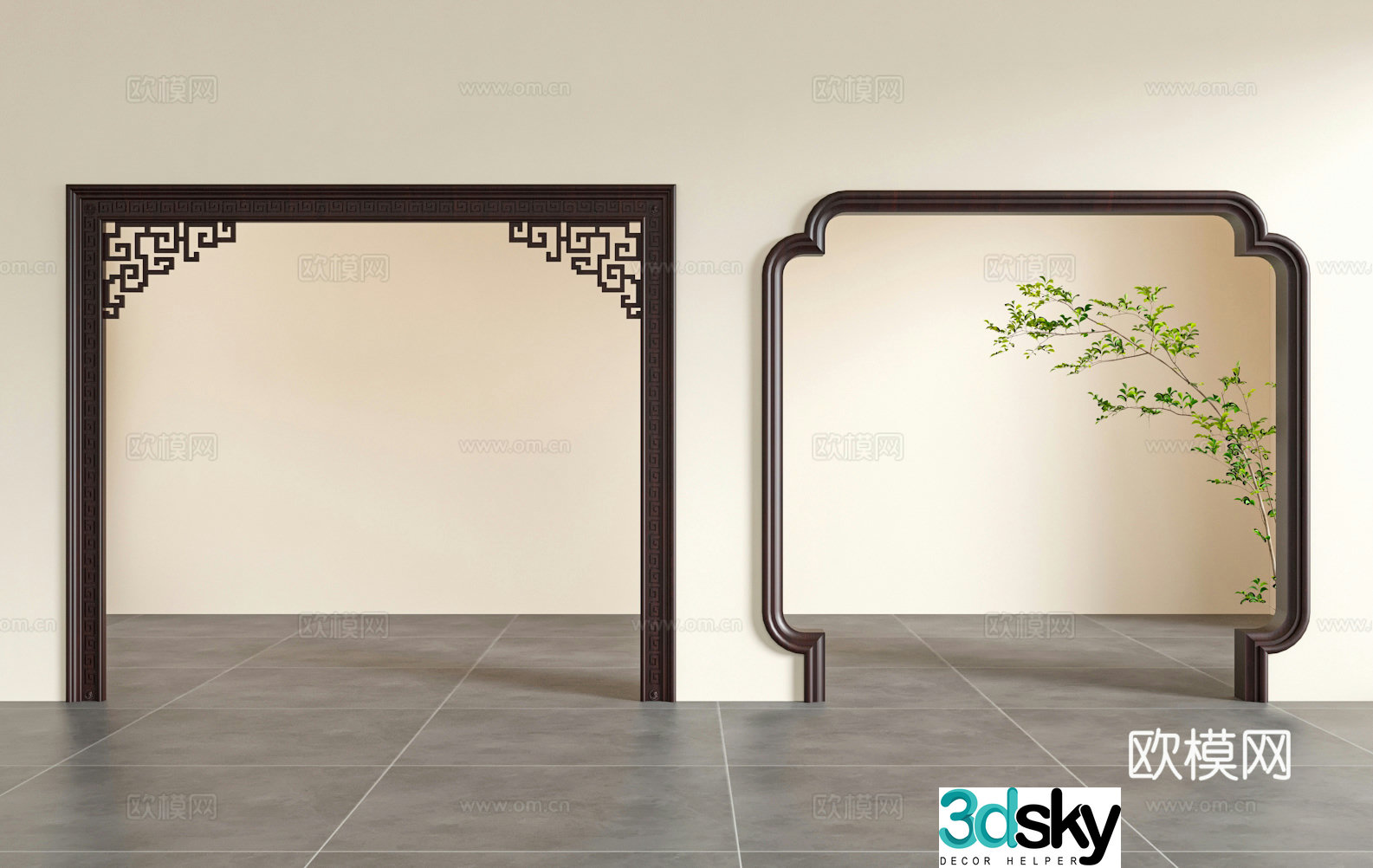 New Chinese style doorway pass 3D model