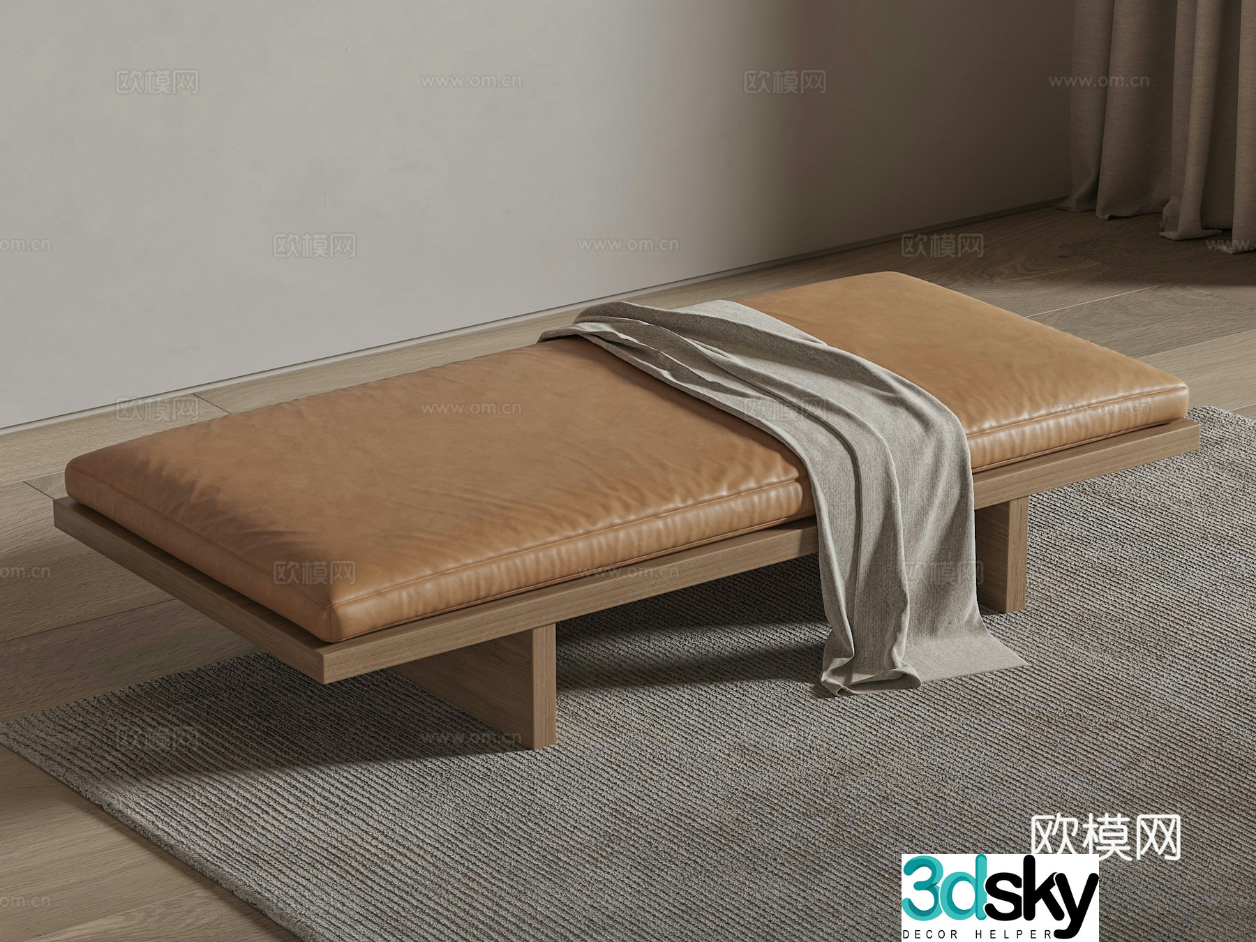 wabi-sabi bench bed end stool stool 3d model