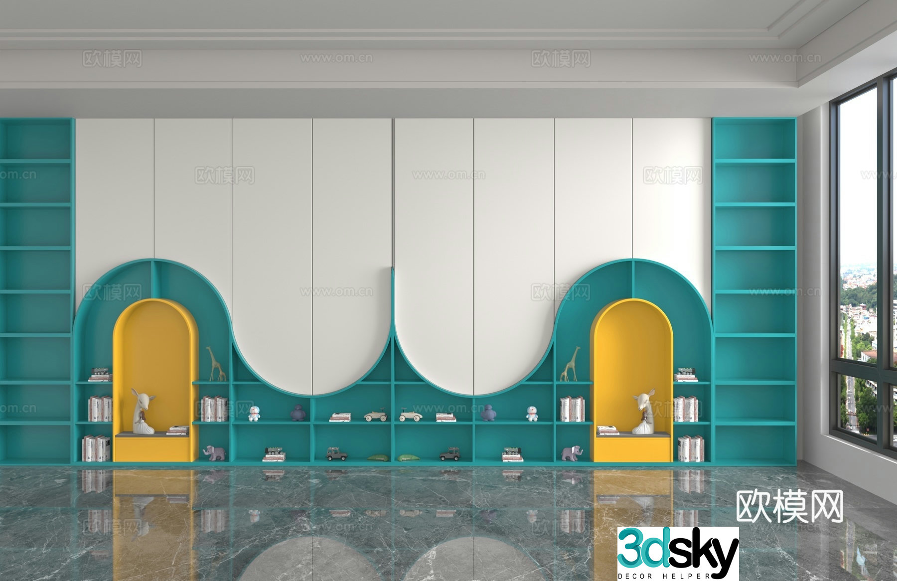 Modern children’s bookcase 3d model
