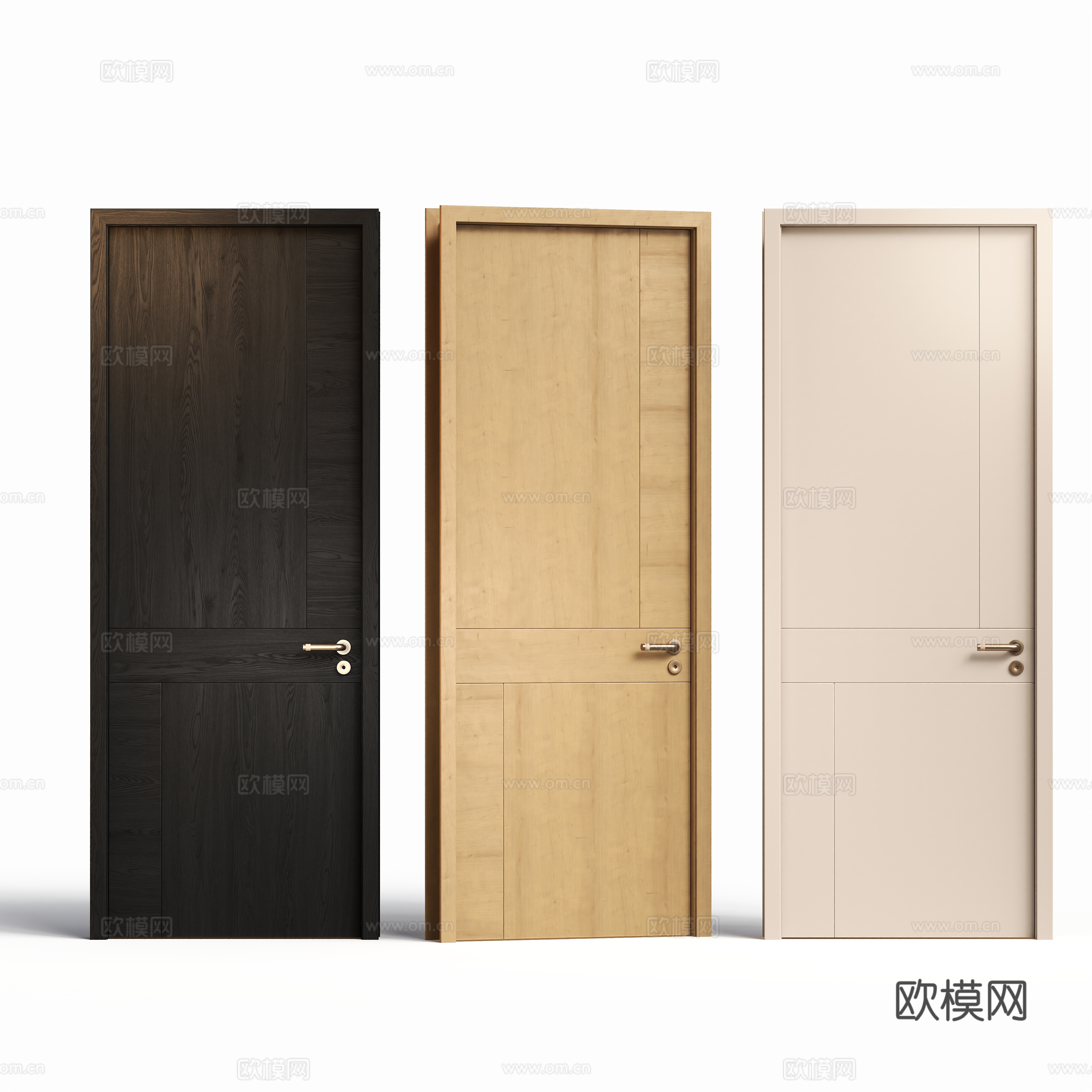 Modern single door room door wooden door swing door 3d model