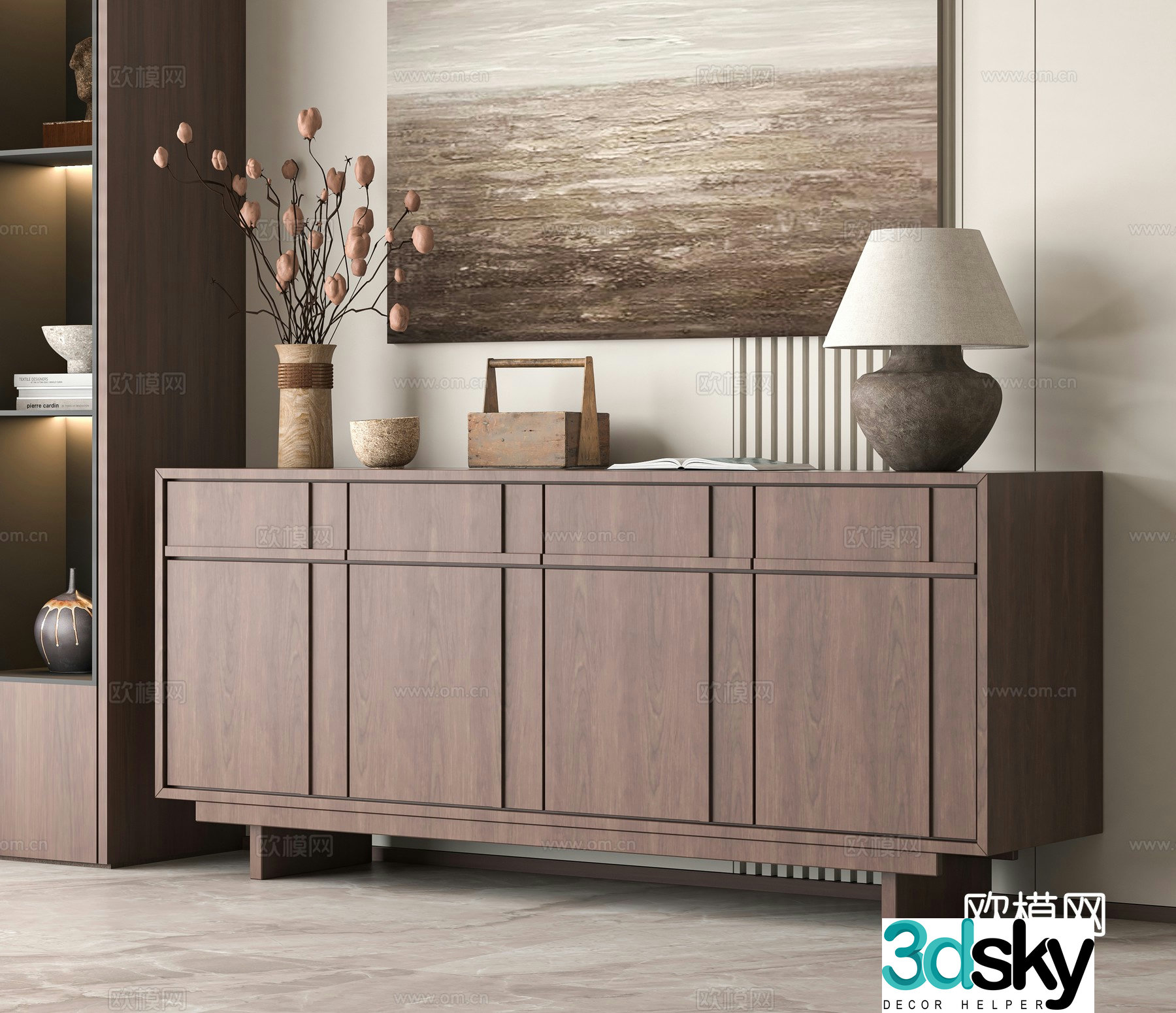 Wabi-sabi entrance cabinet 3d model