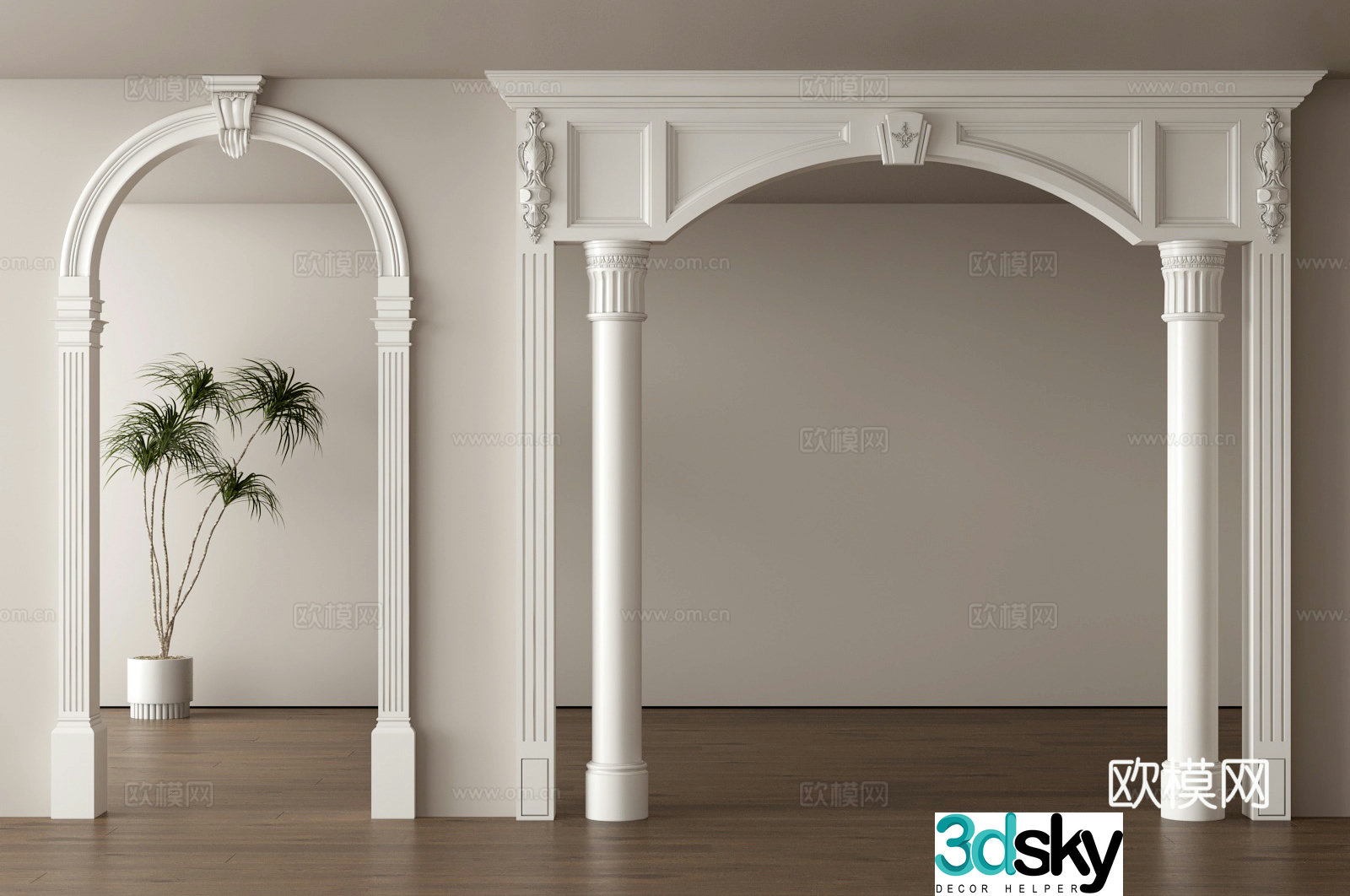 European style door cover dumb door opening 3d model