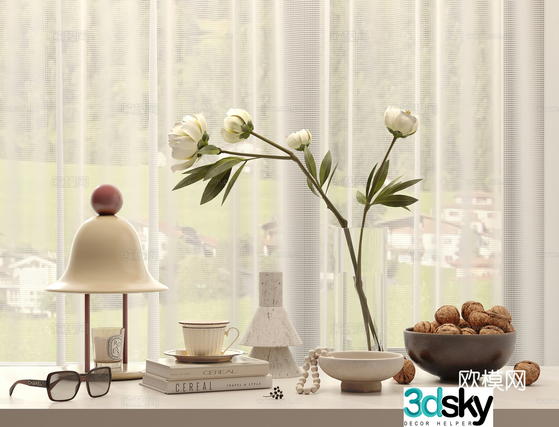 French furnishings ornaments potted plants vases 3D model