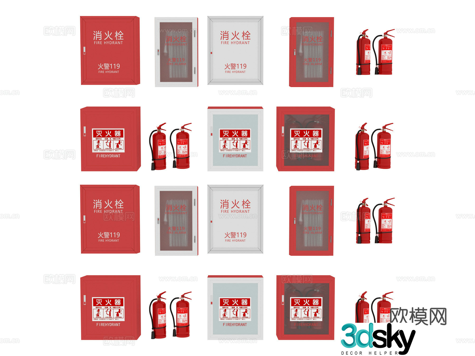 fire hydrant fire extinguisher fire equipment 3d model