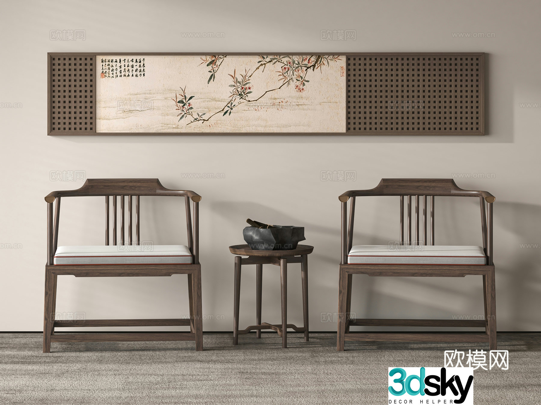 New Chinese style chair leisure chair 3d model