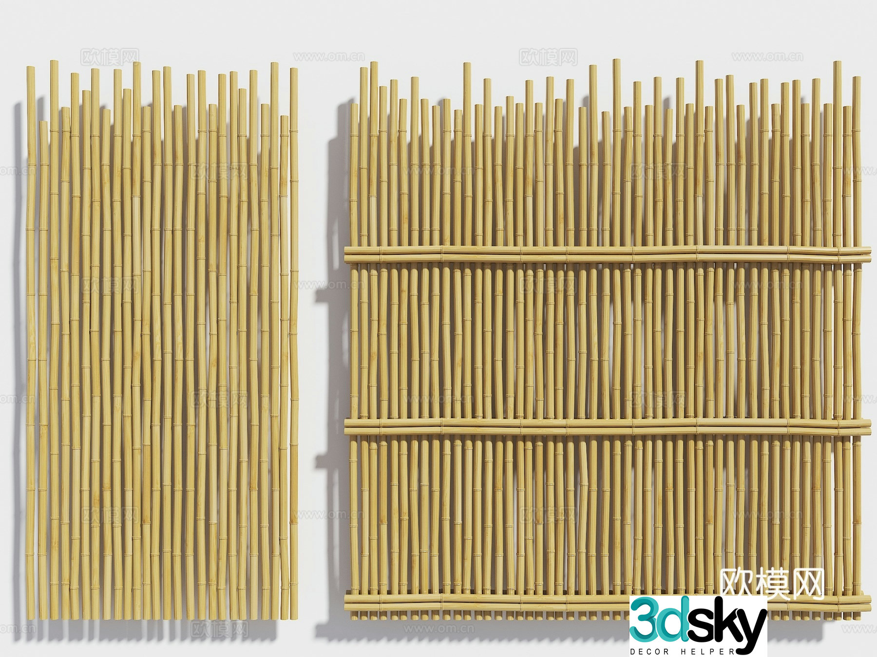 Chinese style fence bamboo fence bamboo partition 3d model