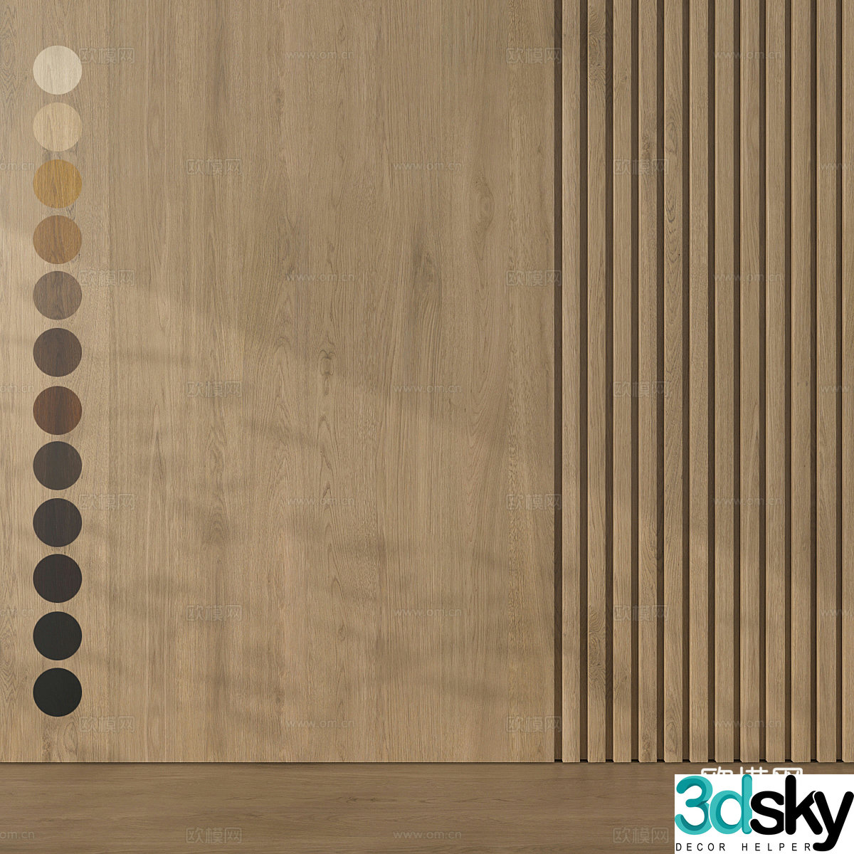 Fish bone parquet wood floor 3d model