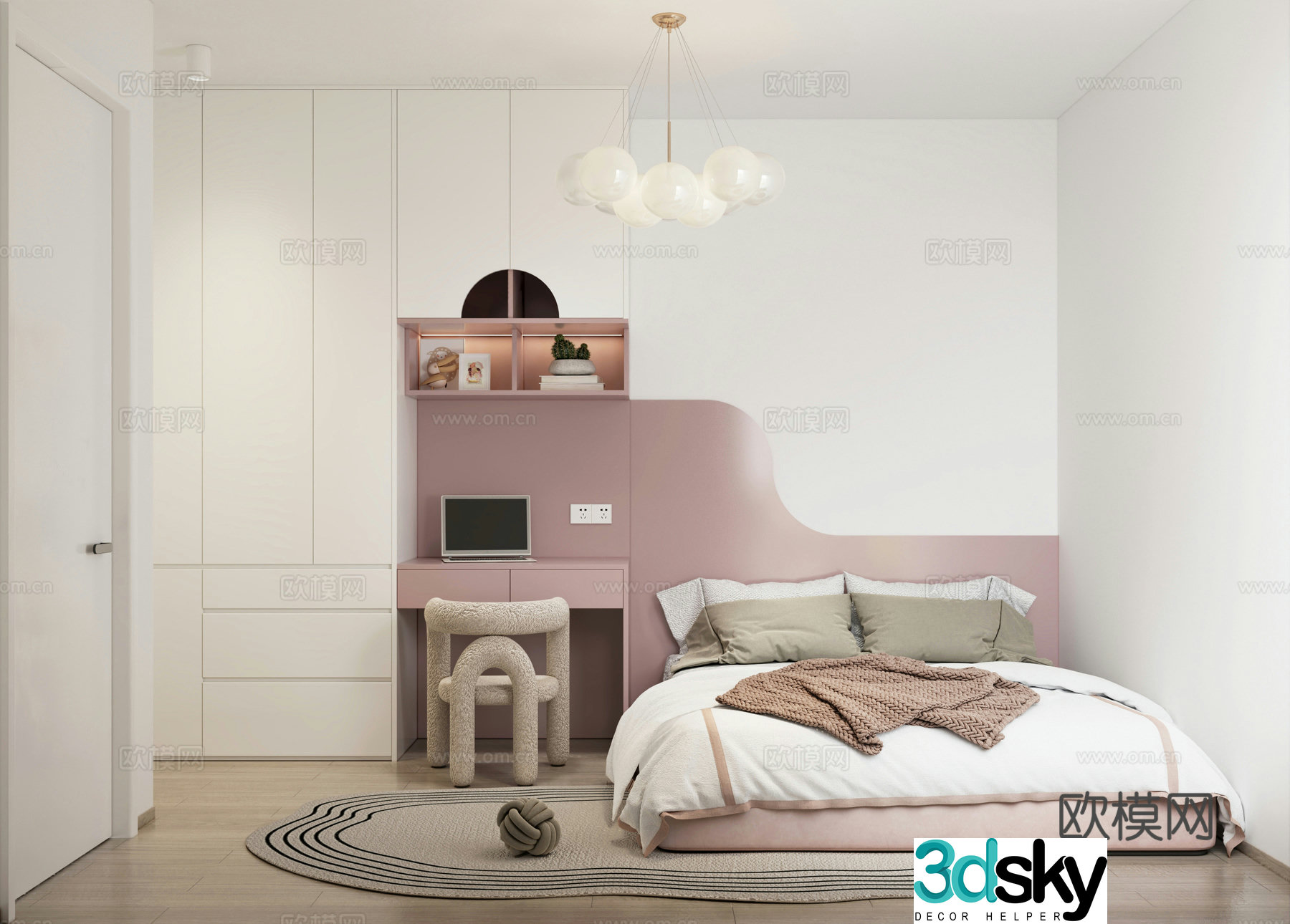 Modern children’s room girl’s room 3d model