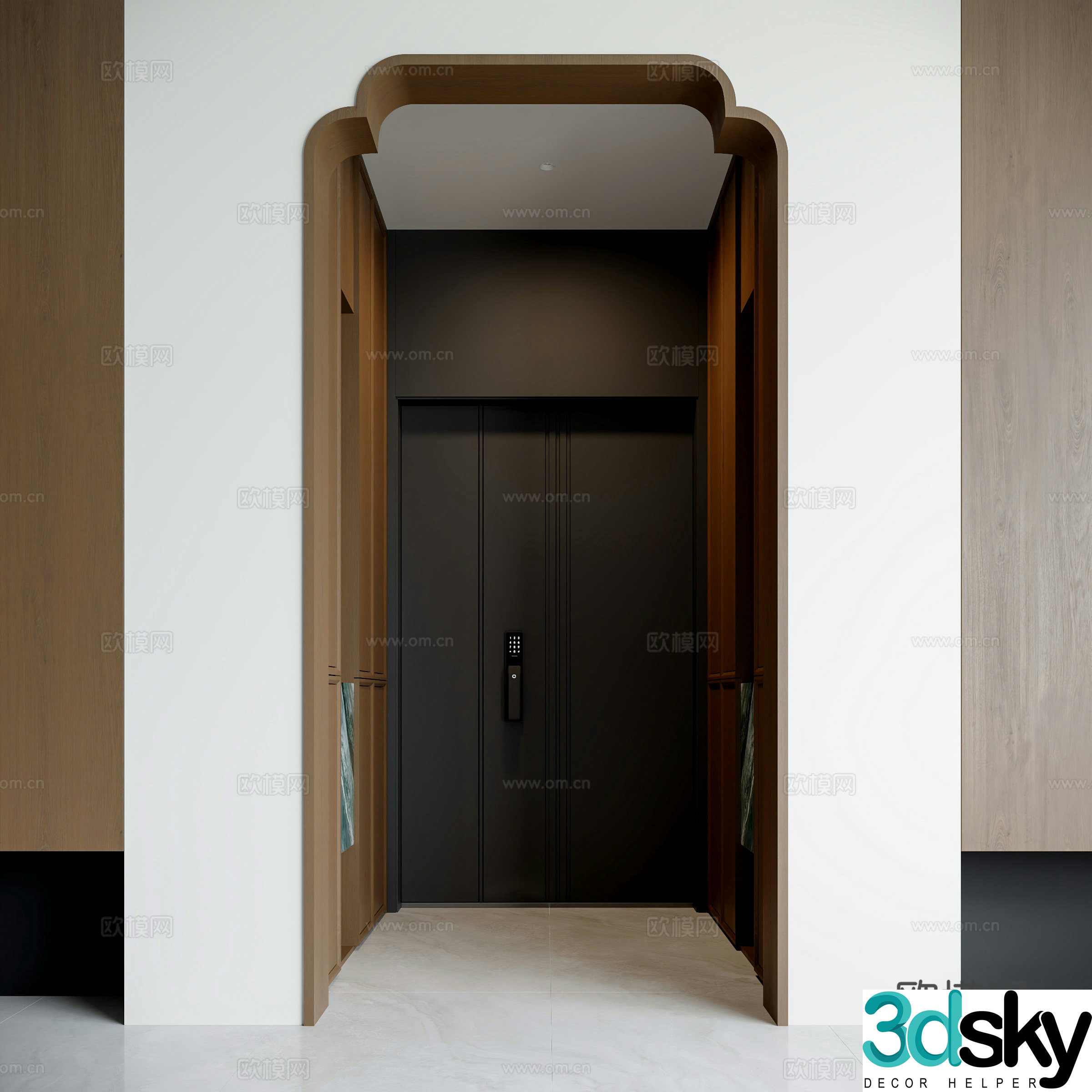 Modern entrance hall aisle door opening 3D model