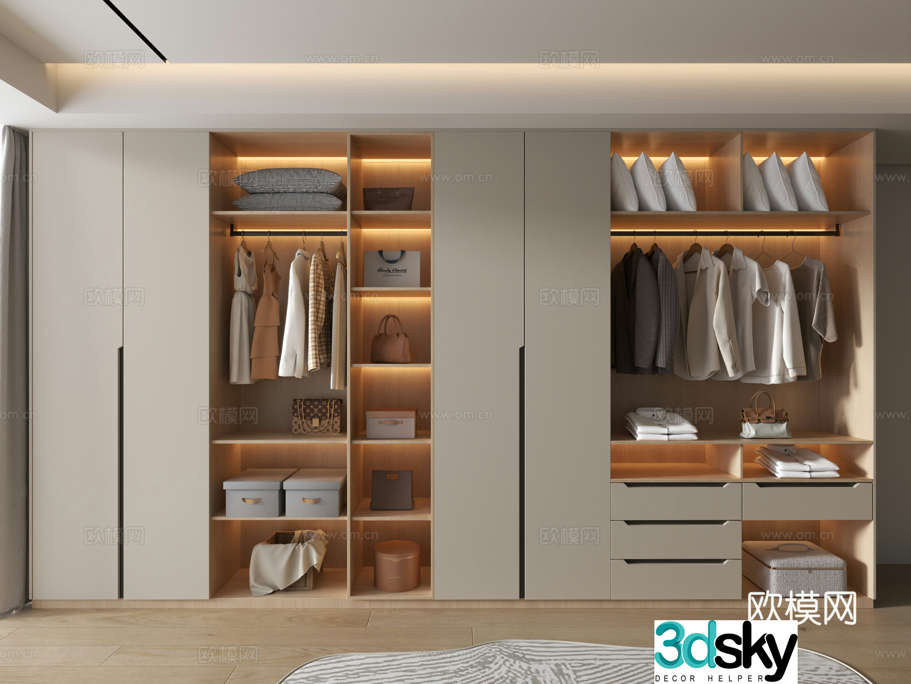 modern wardrobe open wardrobe 3d model
