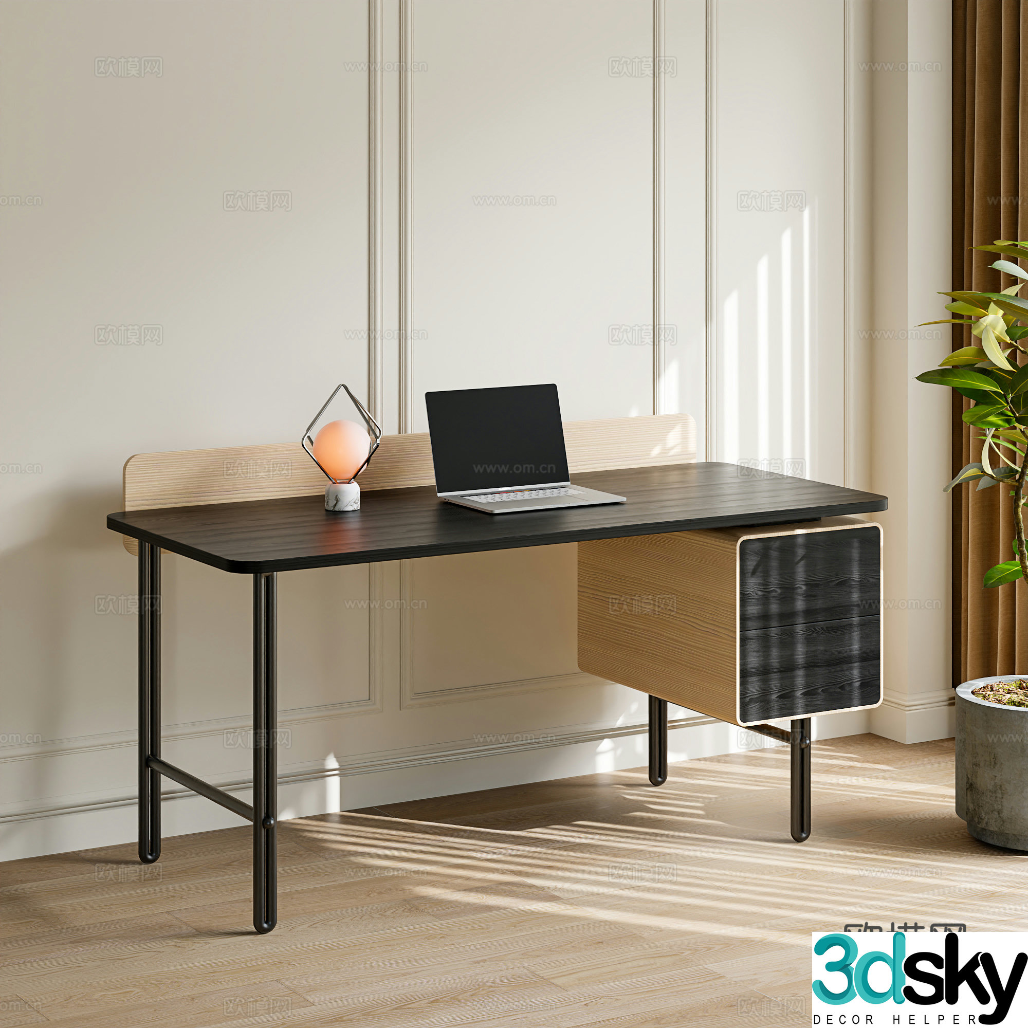 modern desk writing desk 3d model