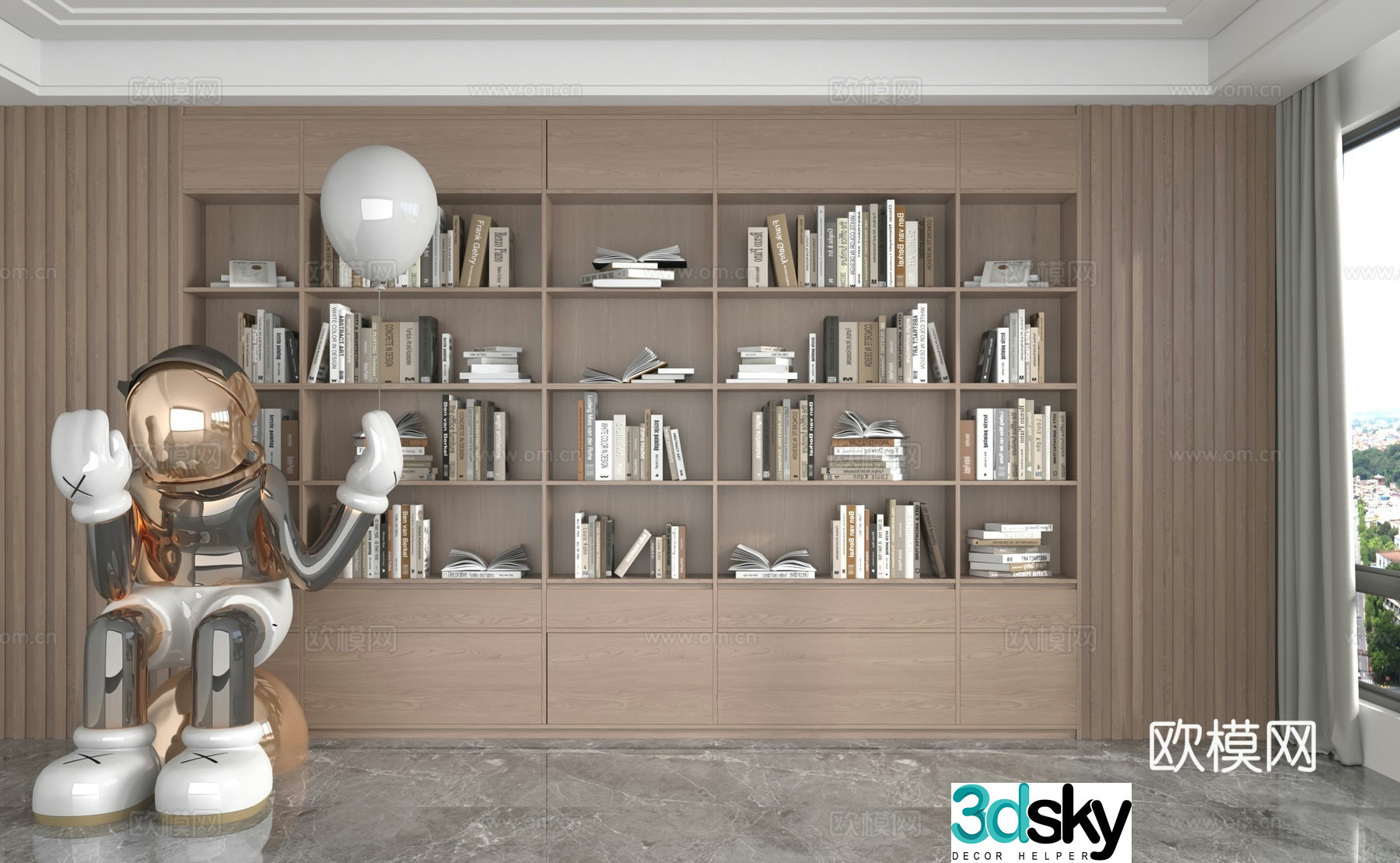 Modern bookcase 3d model