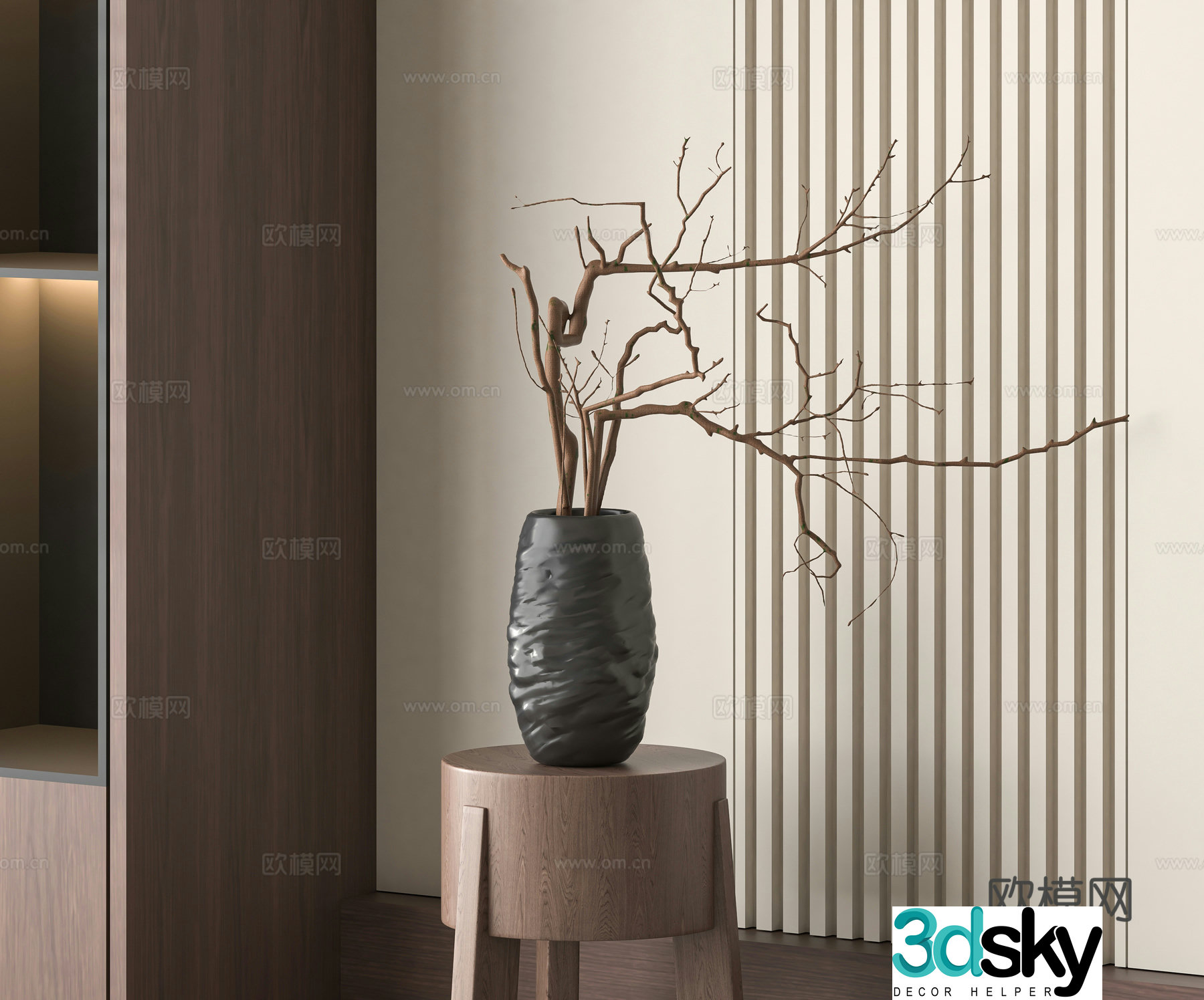 Wabivore vase flower art dry branches flower arrangement 3d model