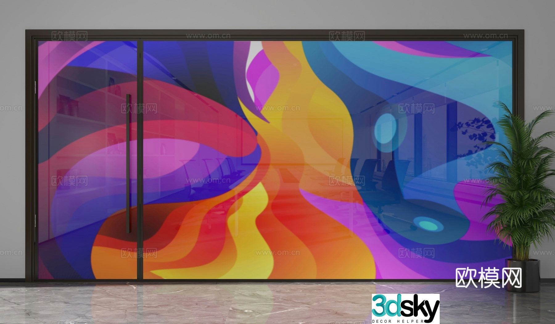 Modern glass partition 3d model