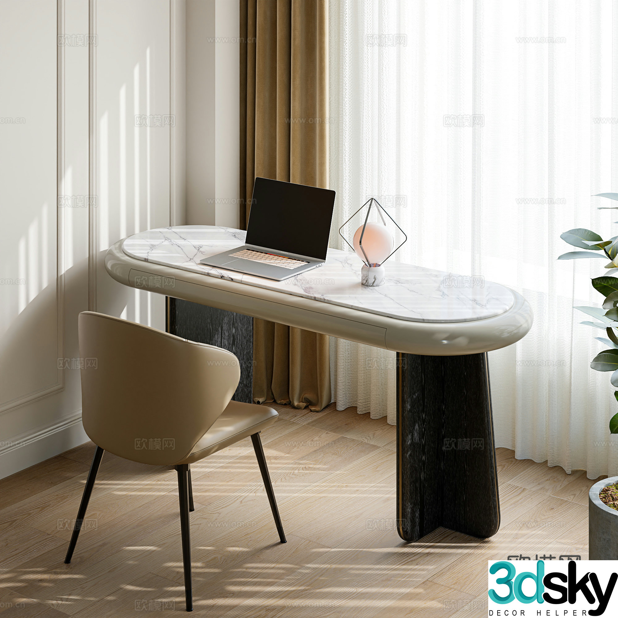 Modern slate desk writing desk 3d model