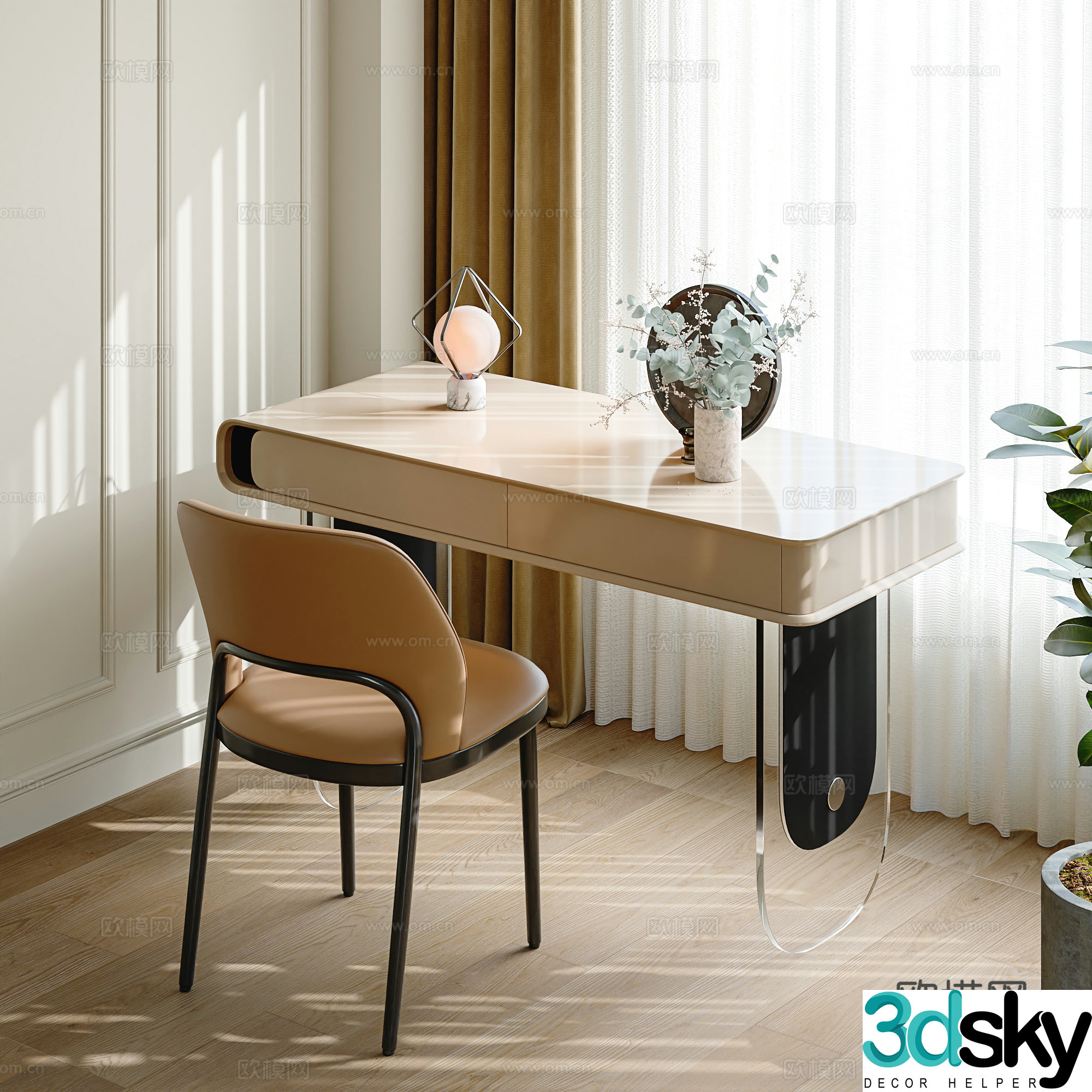 modern desk writing desk 3d model