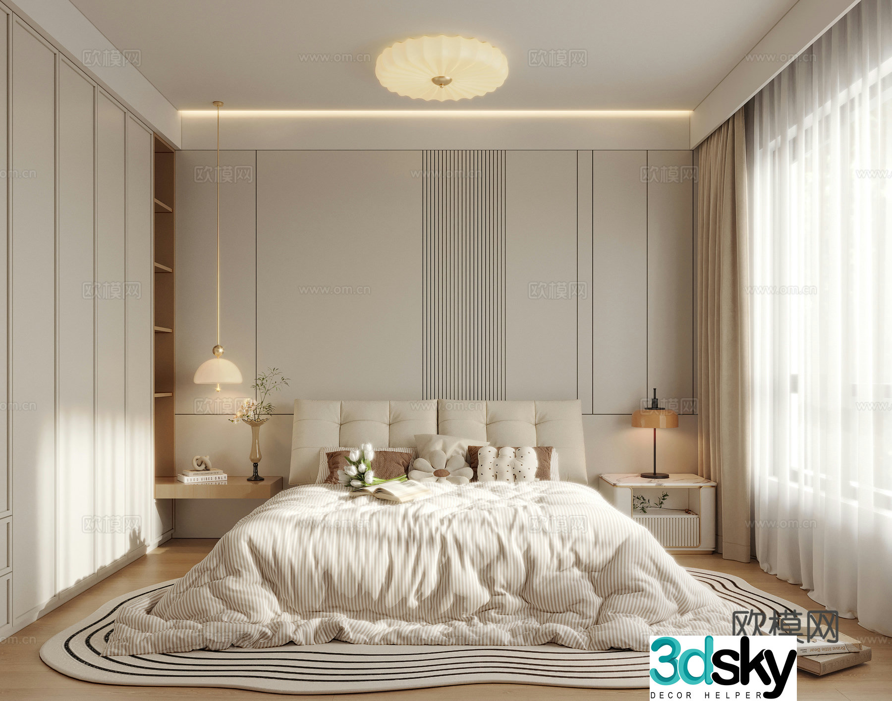 Cream style bedroom master bedroom 3d model