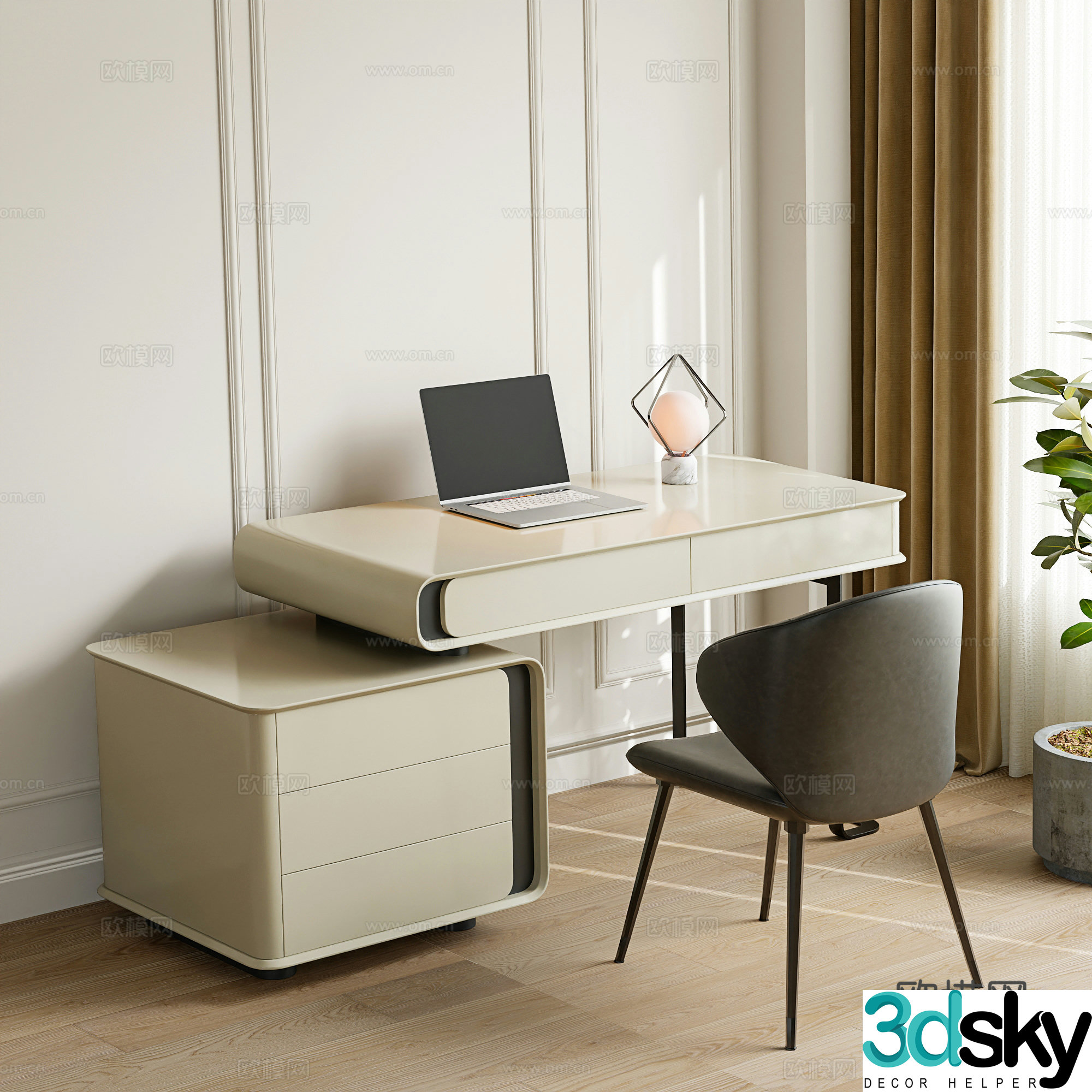 modern desk writing desk 3d model