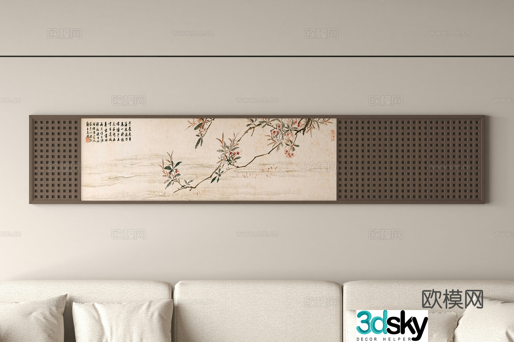 Middle-aged style hanging paintings flower paintings decorative paintings 3D model