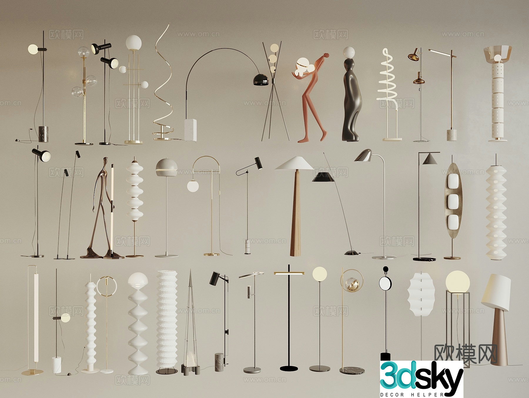 Creative floor lamp fishing lamp 3d model