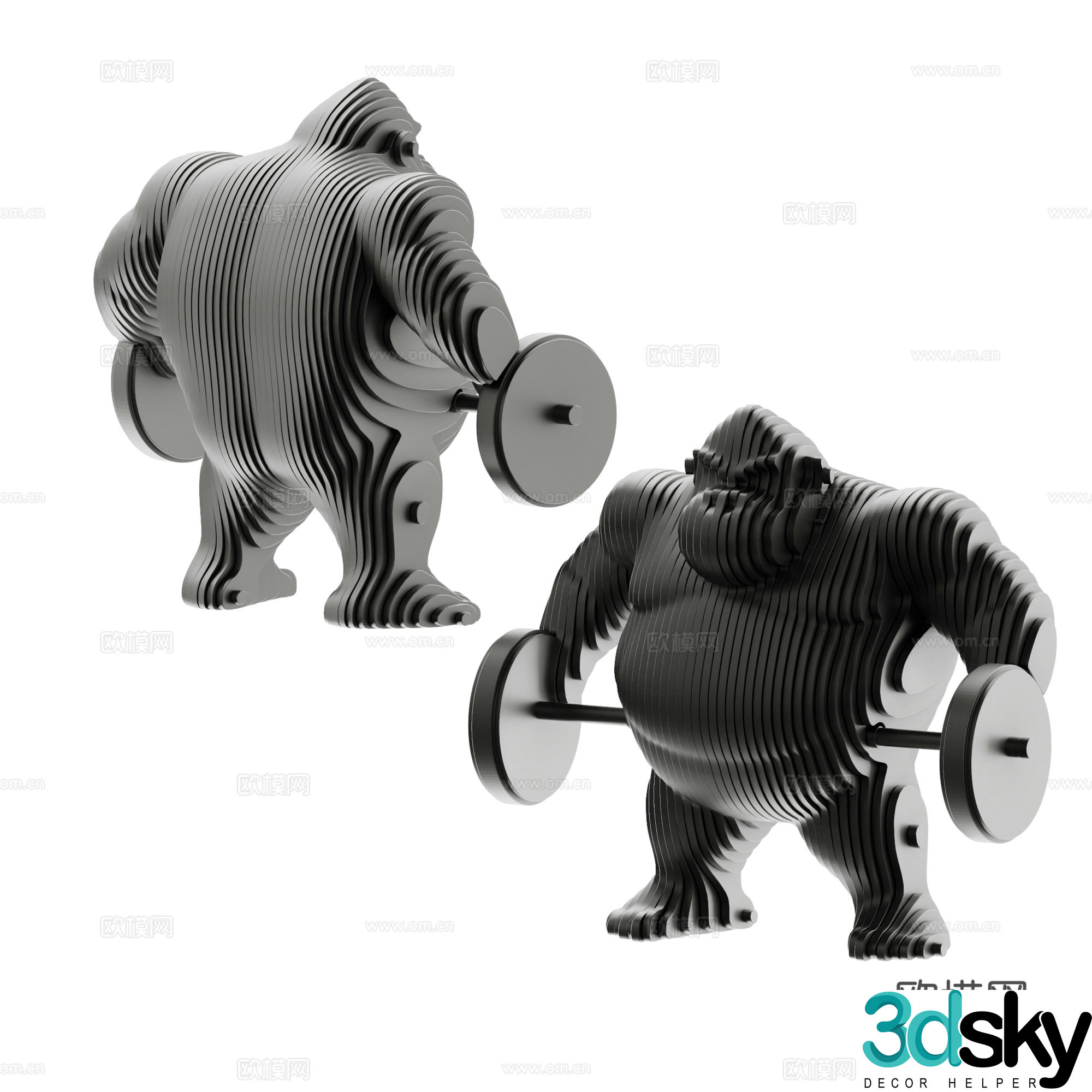 Gorilla sculpture doll trendy ornament 3d model