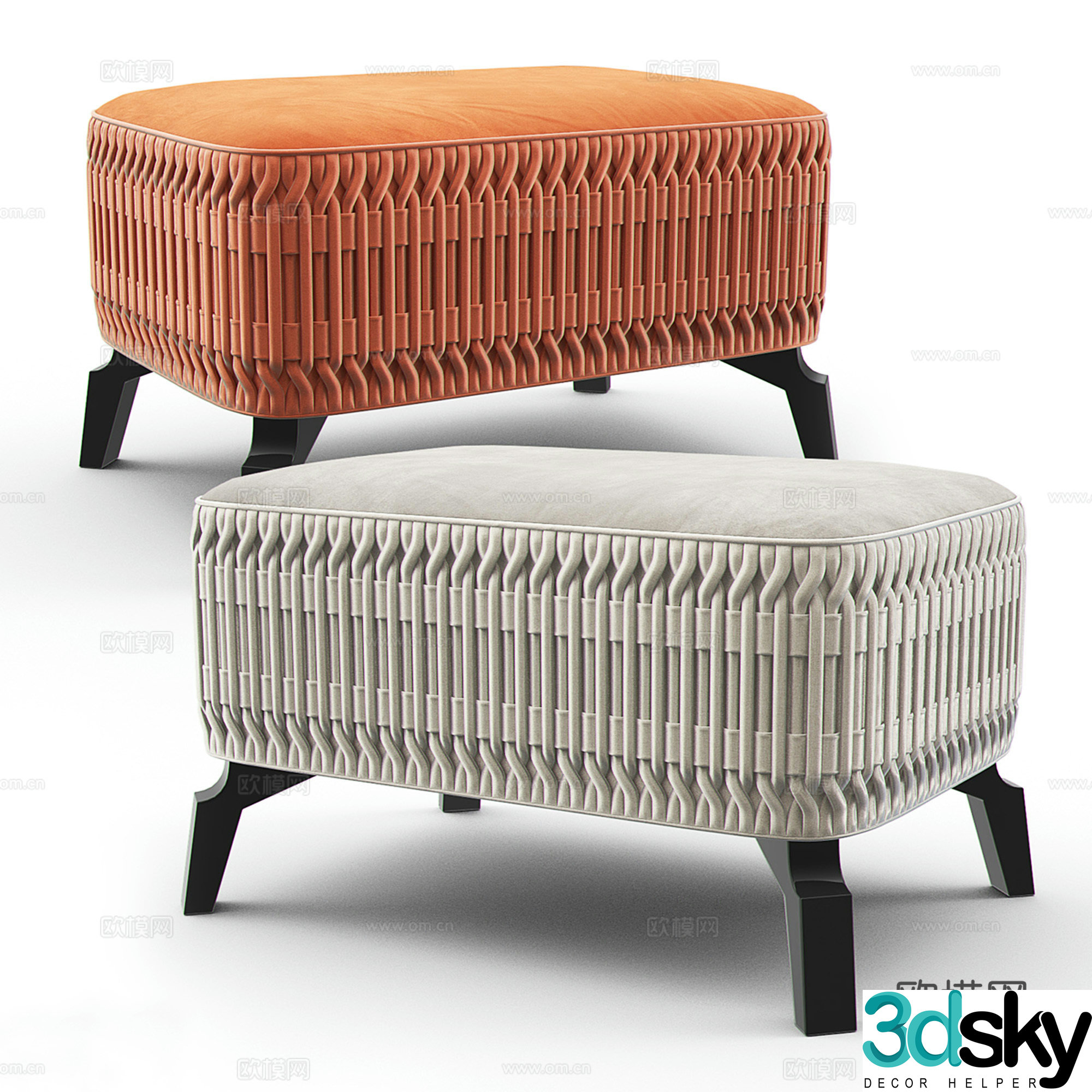 Light luxury sofa stool low stool stool 3d model