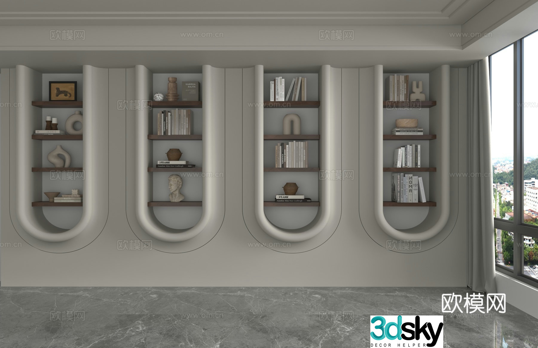 Modern bookcase 3d model