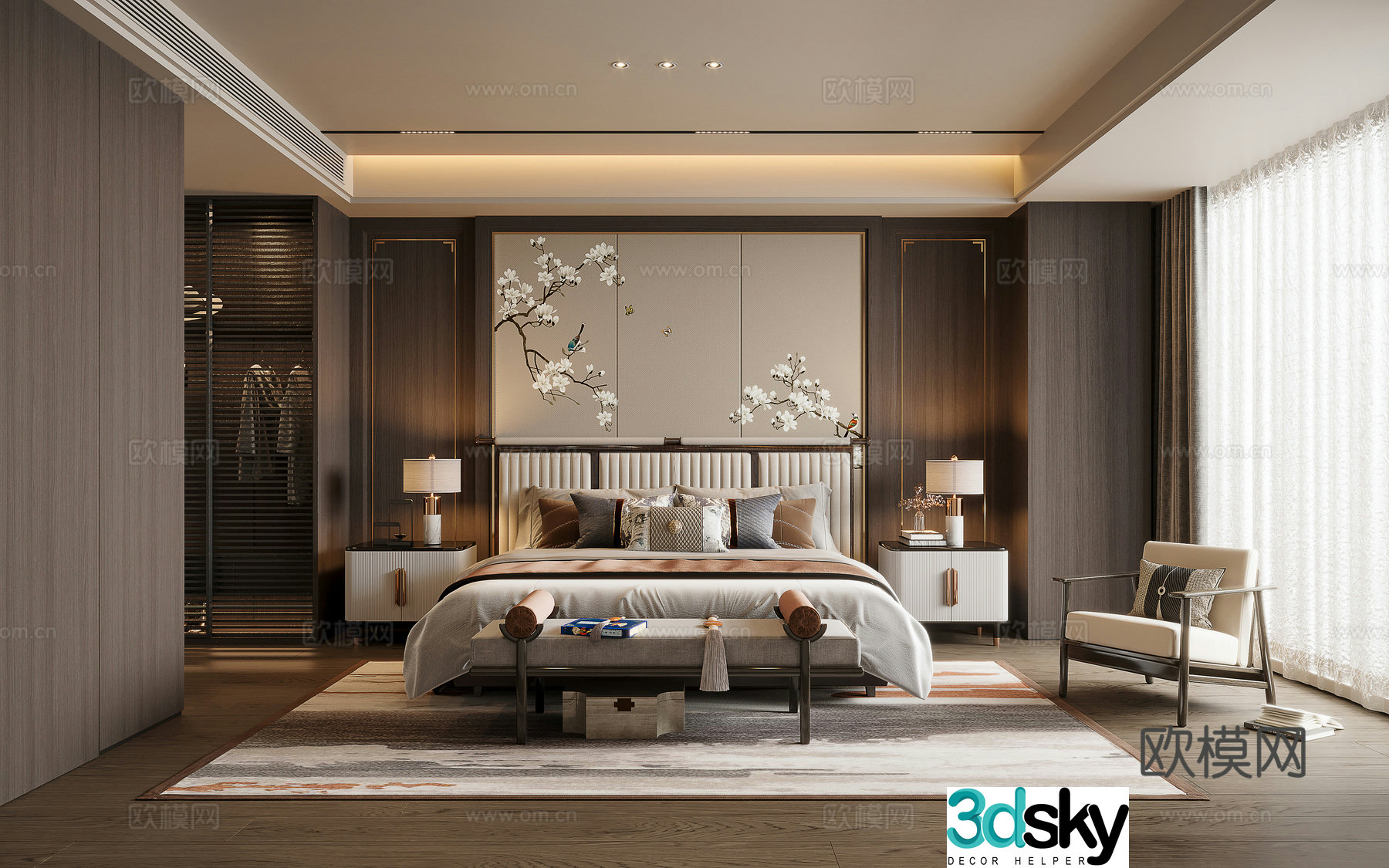 New Chinese style bedroom master bedroom 3d model