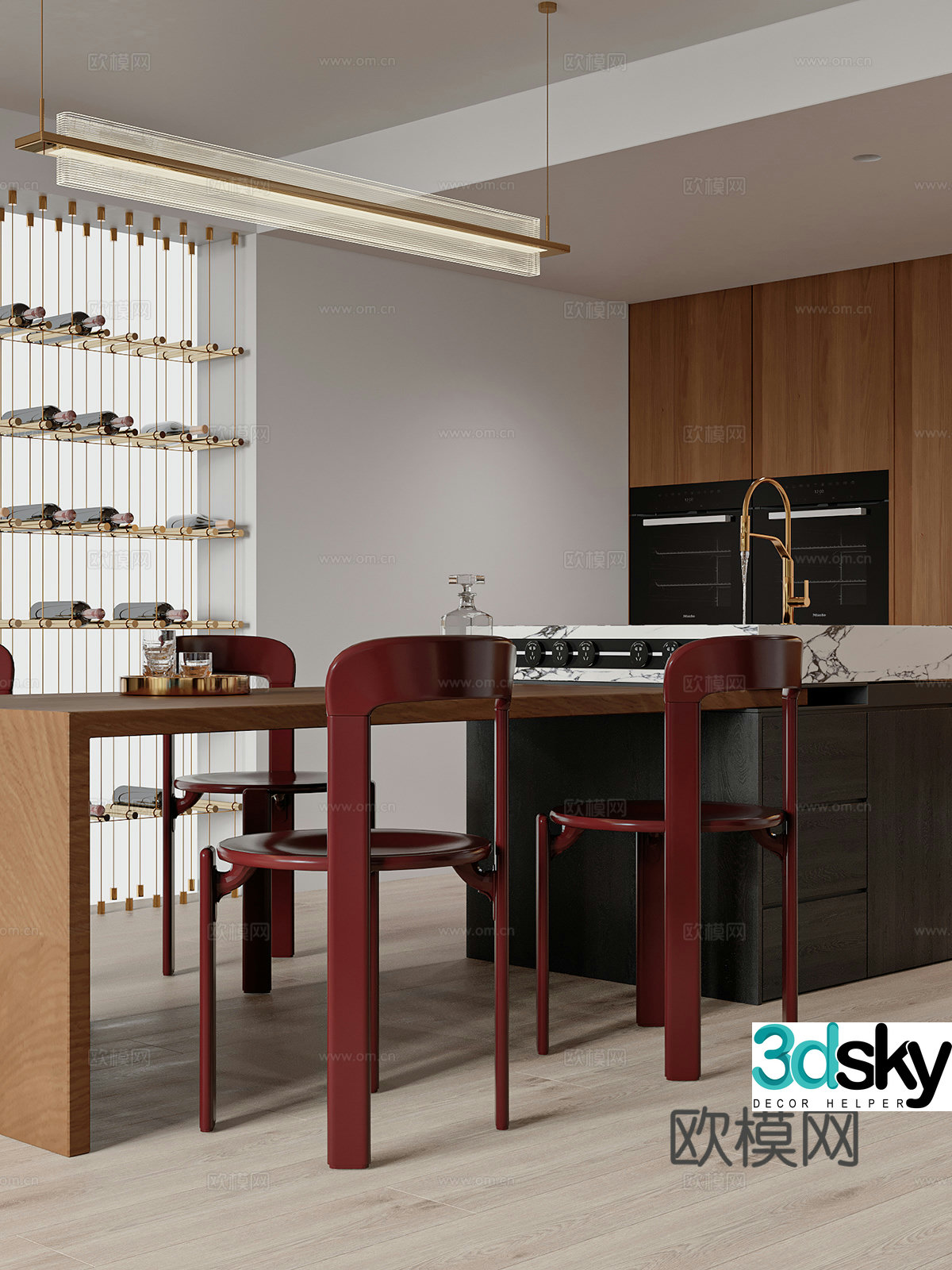 Modern island restaurant 3d model