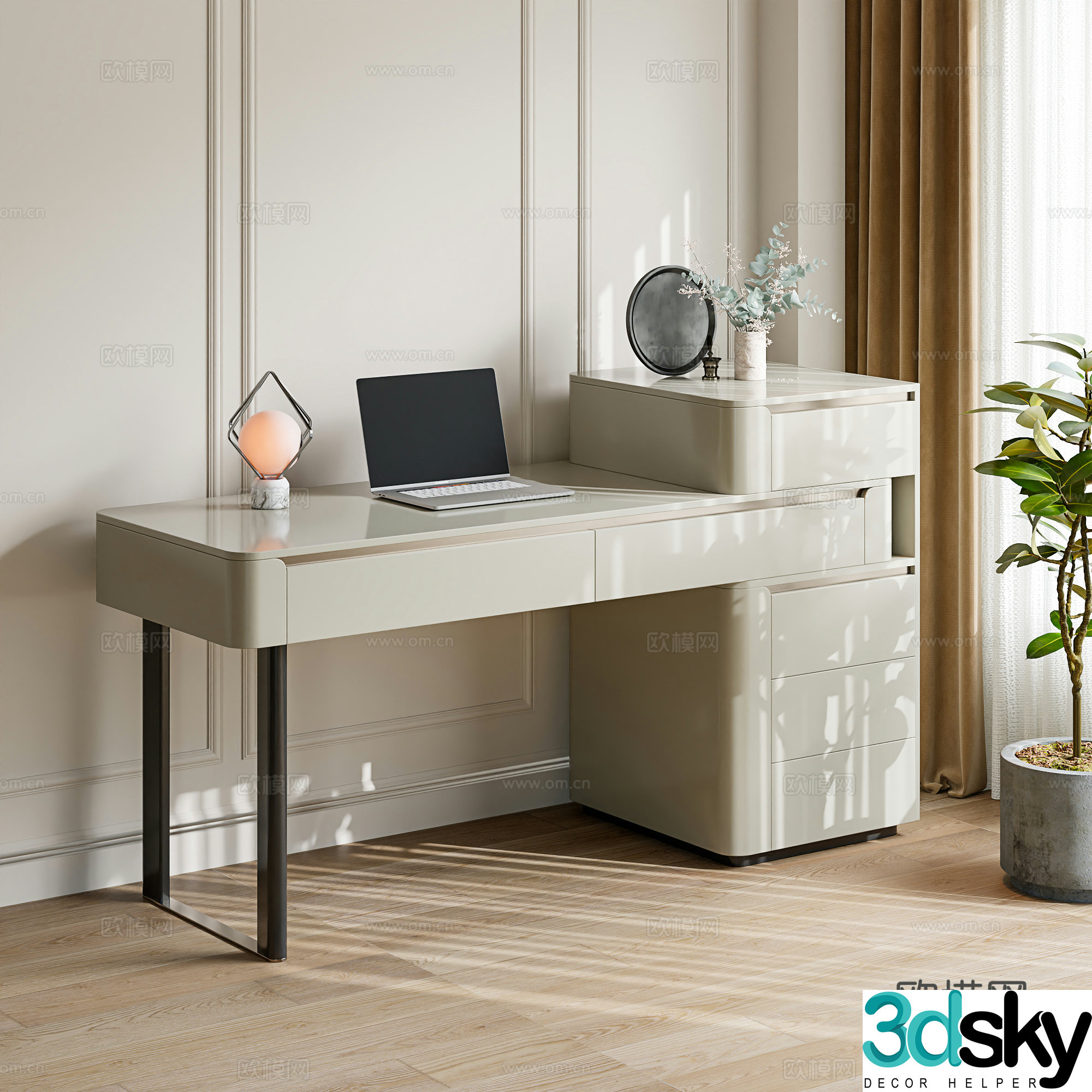 modern desk writing desk 3d model