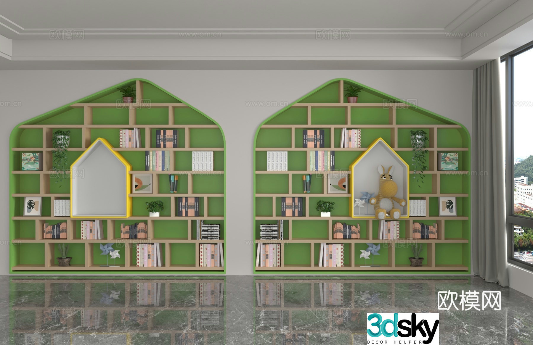 Modern wall cabinet bookcase 3d model