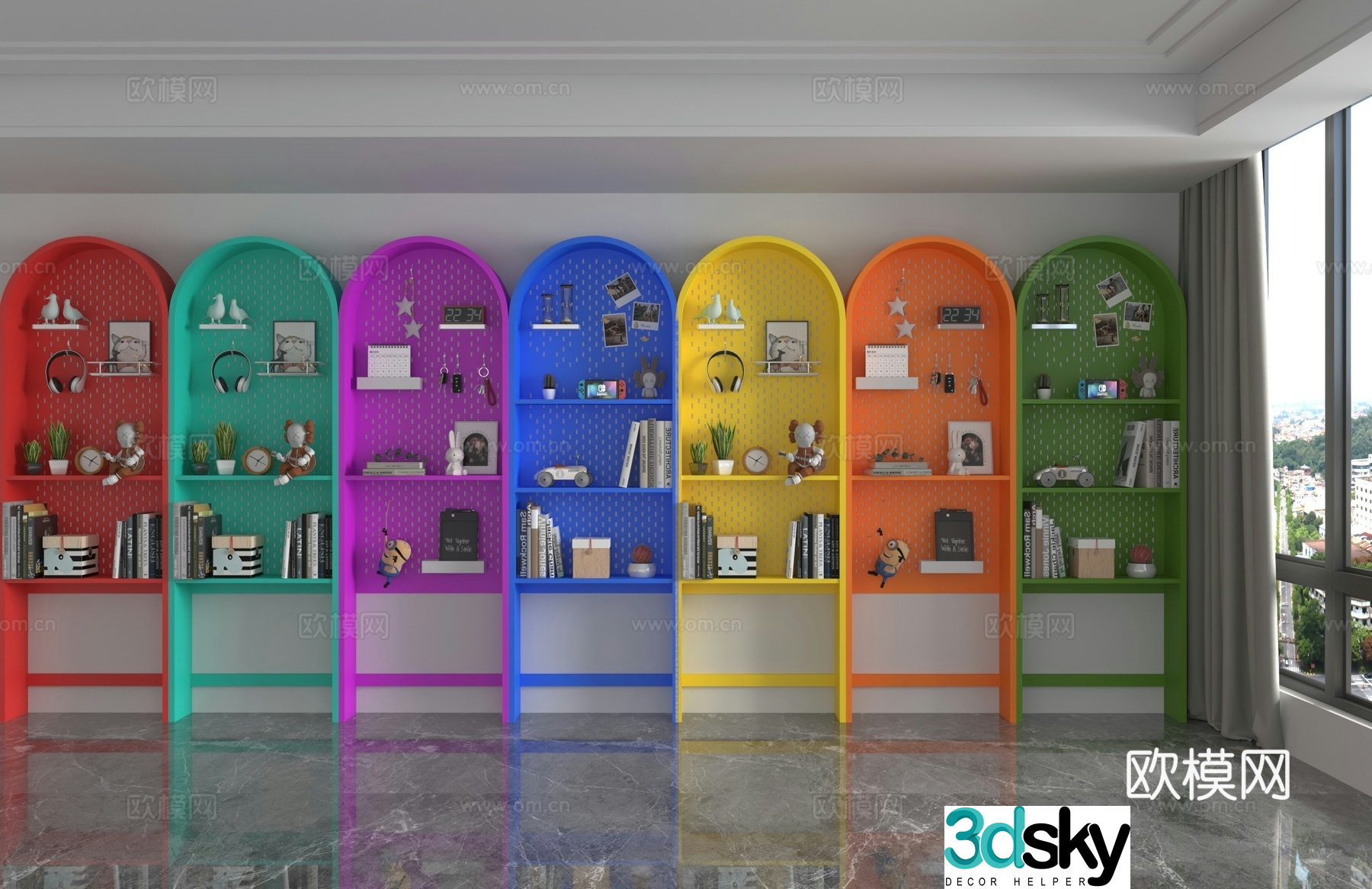Modern dopamine bookcase locker 3d model