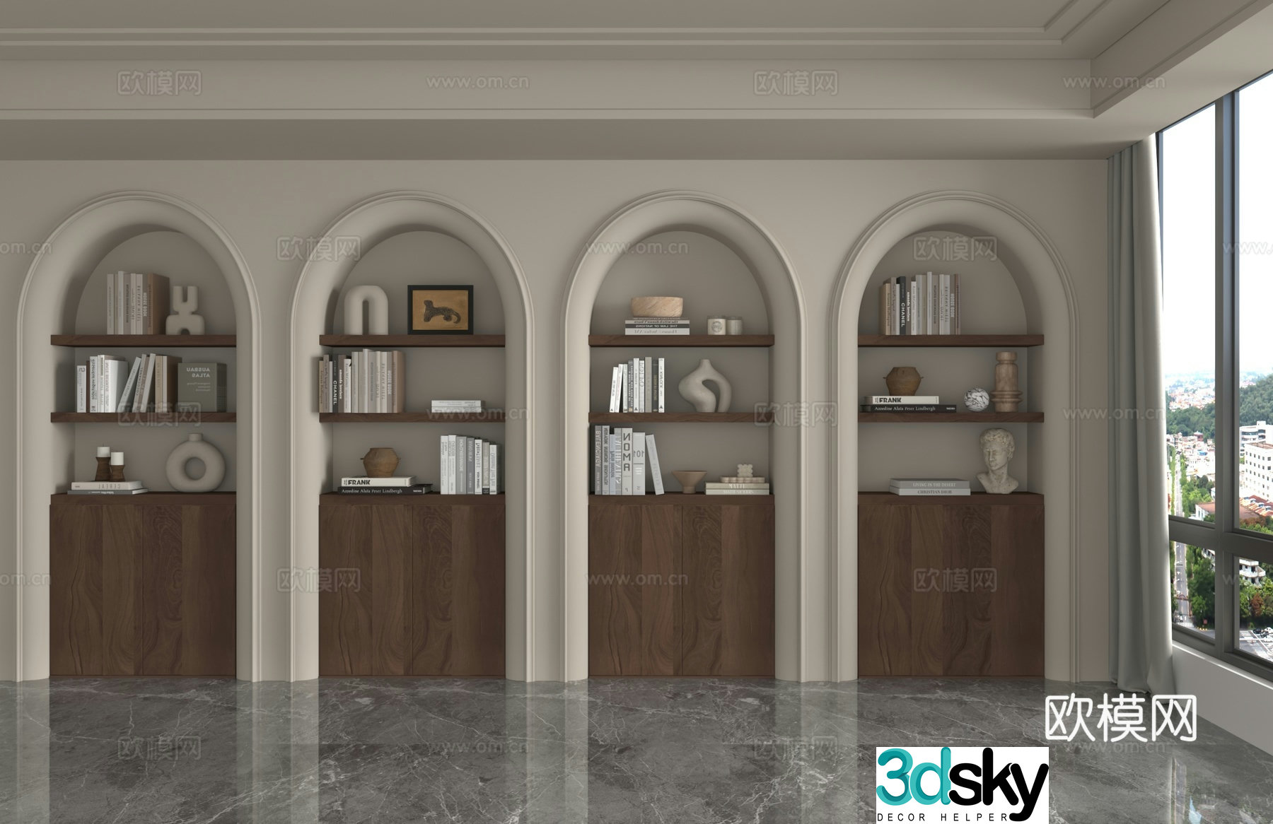 3D model of medieval style bookcase