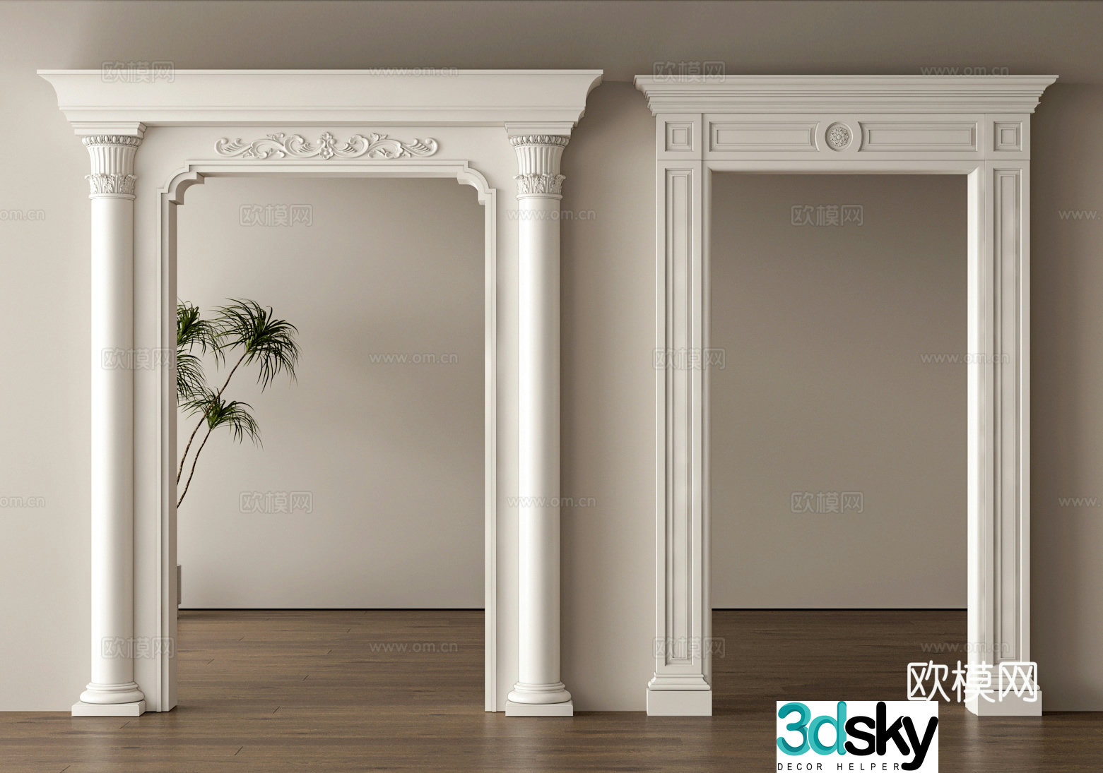 European style door cover dumb door opening 3d model