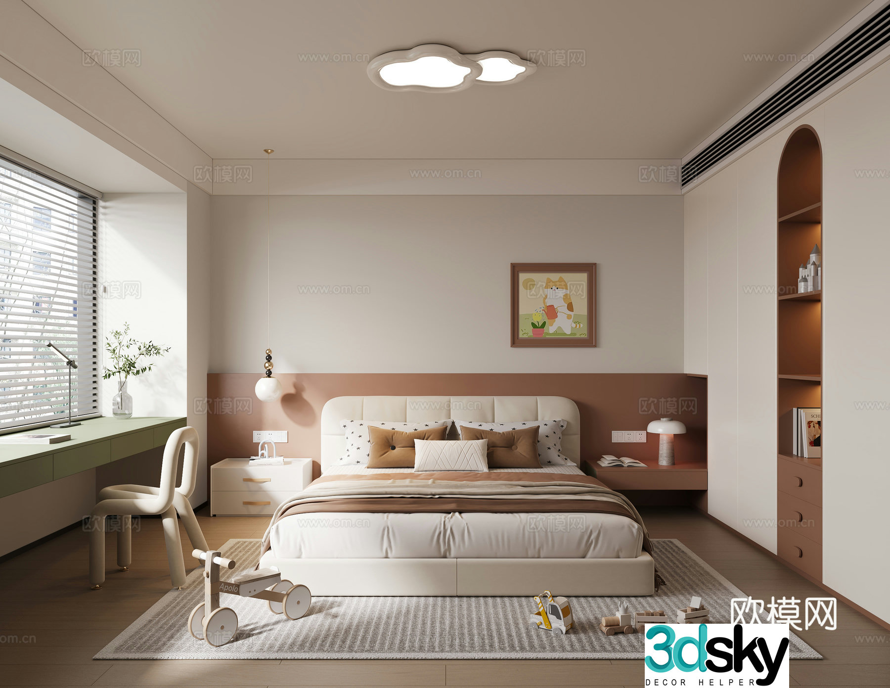 Modern children’s room girl’s room 3d model