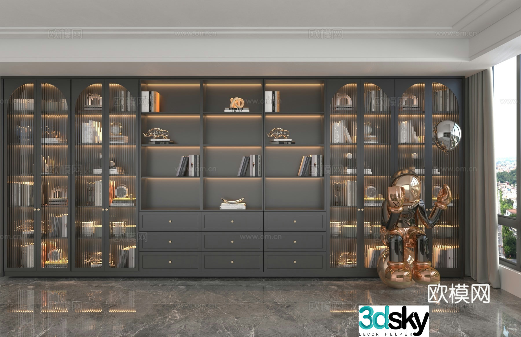 Modern custom cabinet bookcase 3d model