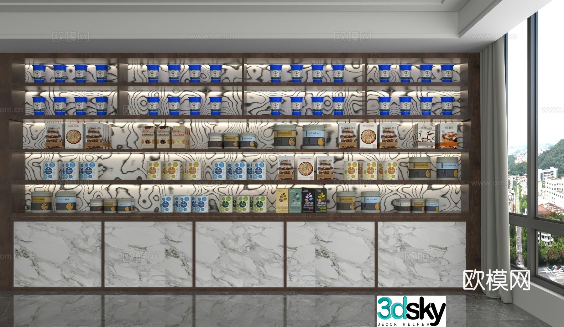 Modern food container cabinet 3d model