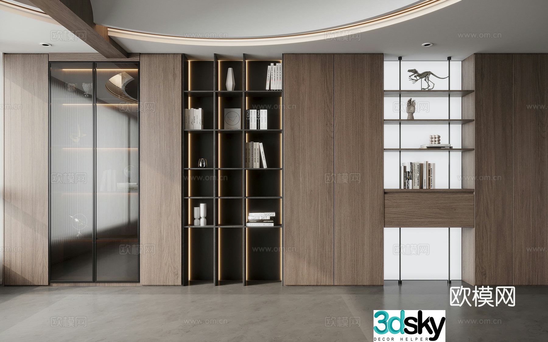 Italian glass bookcase 3d model