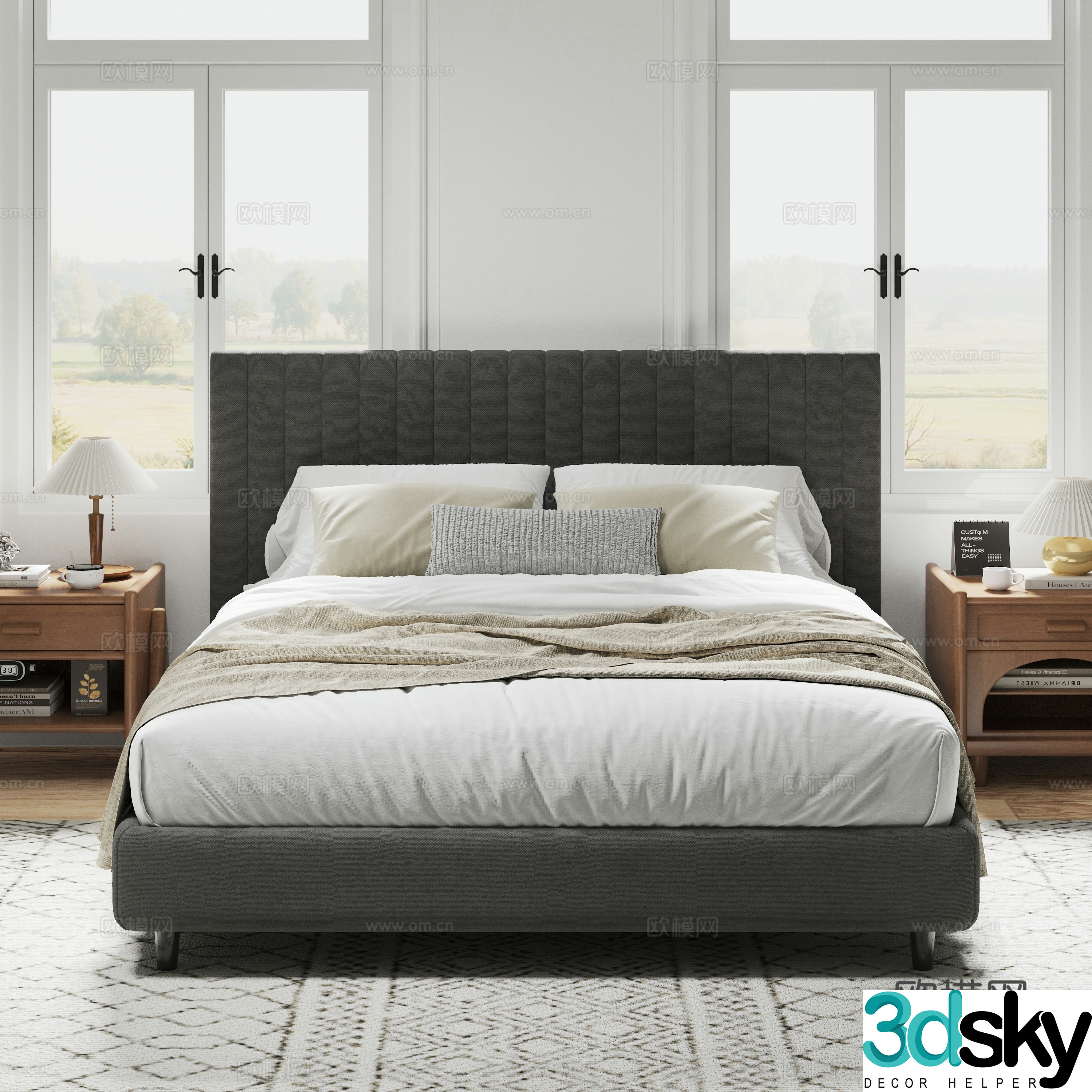 Modern double bed 3d model