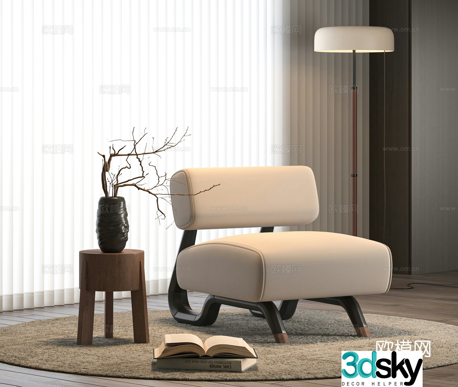 Medieval style sofa chair leisure chair 3d model