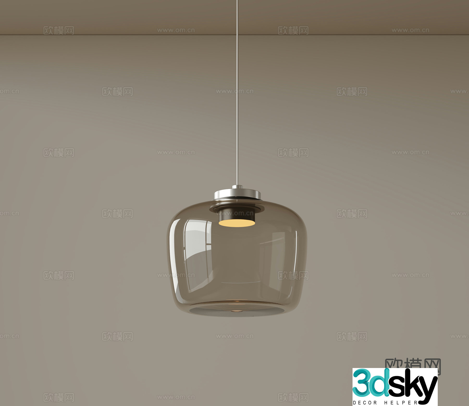 Medieval style glass chandelier 3d model