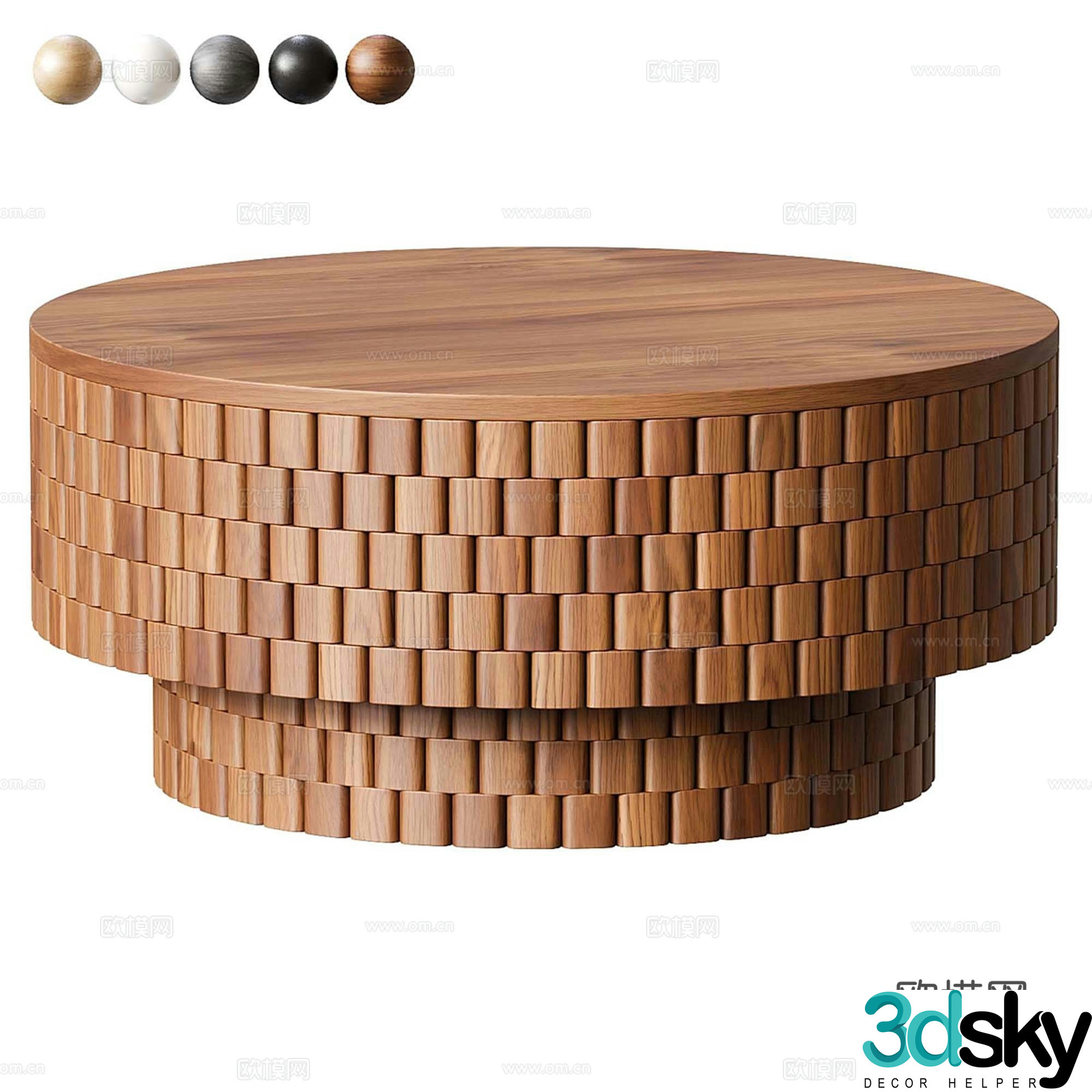 Medieval style round coffee table 3D model