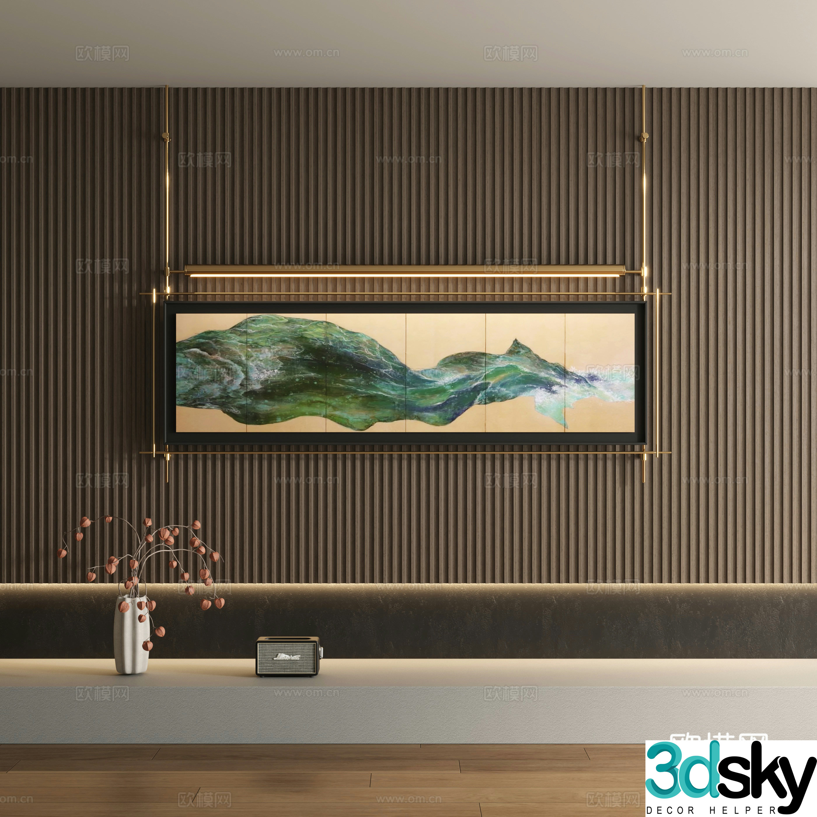 New Chinese style decorative painting art painting hanging painting 3d model