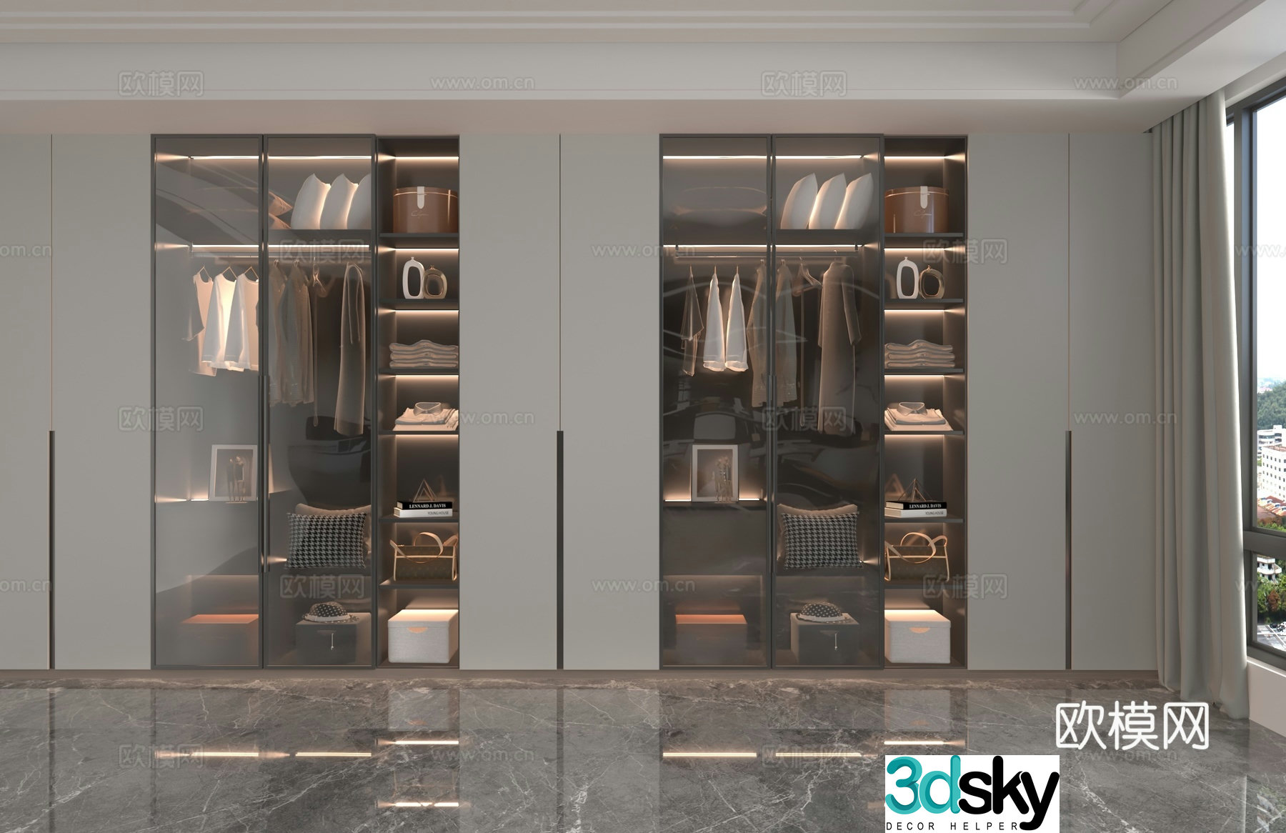 Modern glass wardrobe 3d model