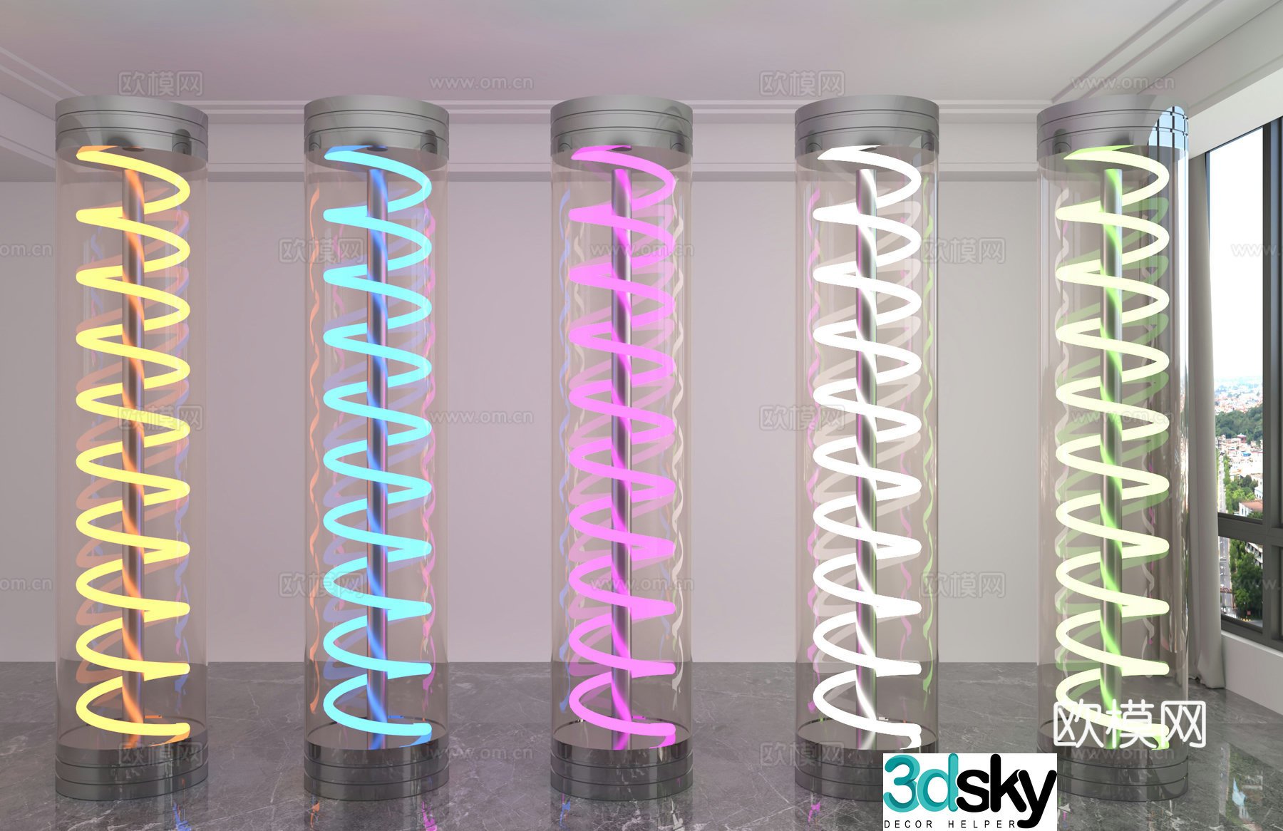 Modern glowing lamp spiral floor lamp 3d model