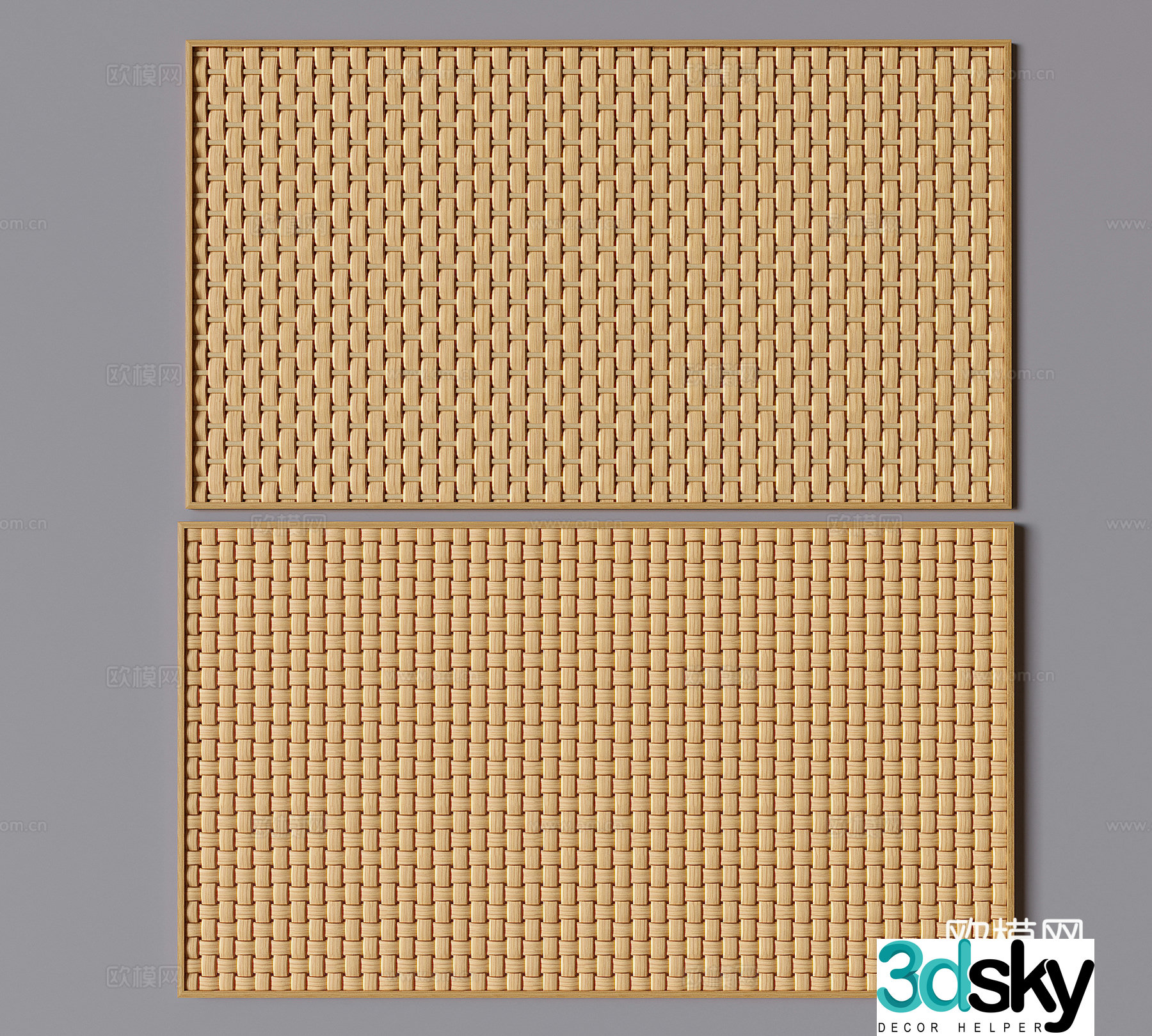 New Chinese style rattan wainscoting bamboo 3D model