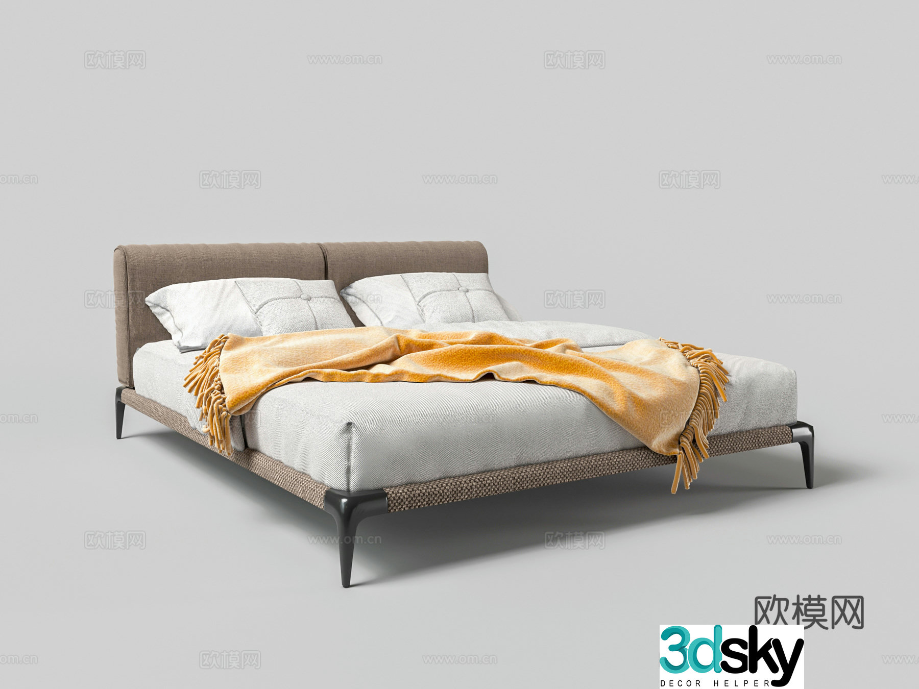 Modern double bed 3d model