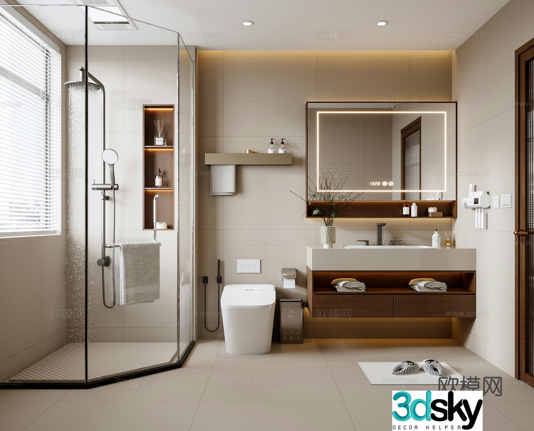 Middle style bathroom 3d model